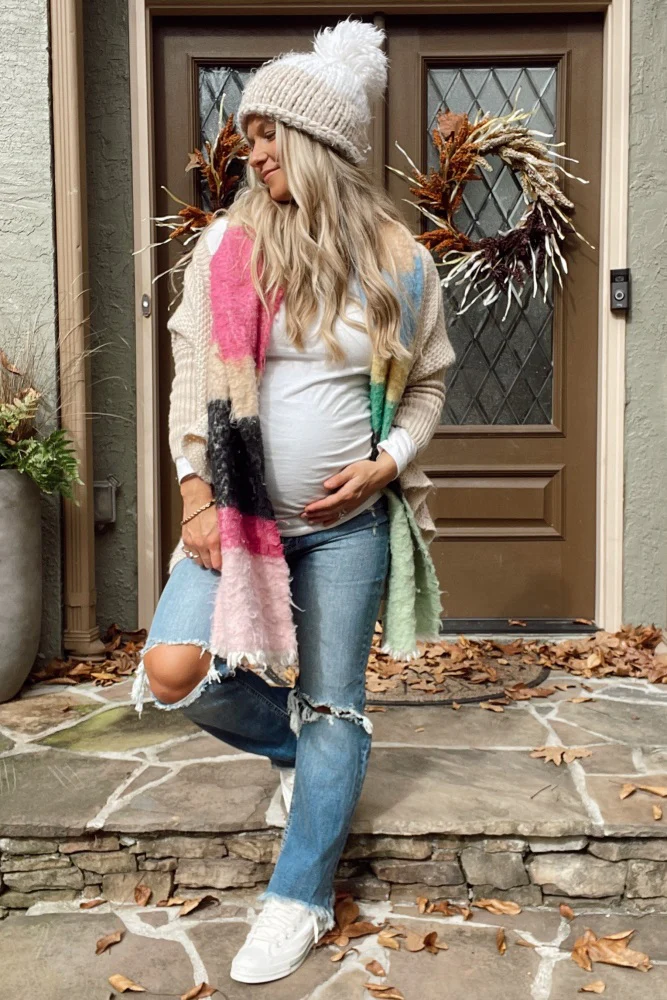Blue Frayed Wide Leg Cropped Maternity Jeans - Image 11