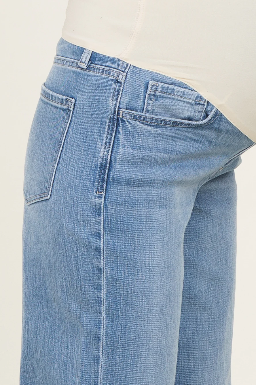 Blue Raw Hem Wide Leg Maternity Jeans - Image 4