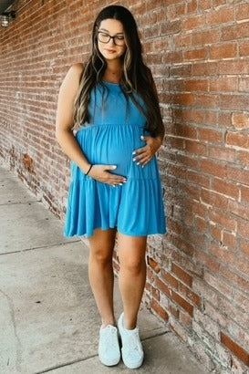 Blue Tiered Maternity Tank Dress - Image 5