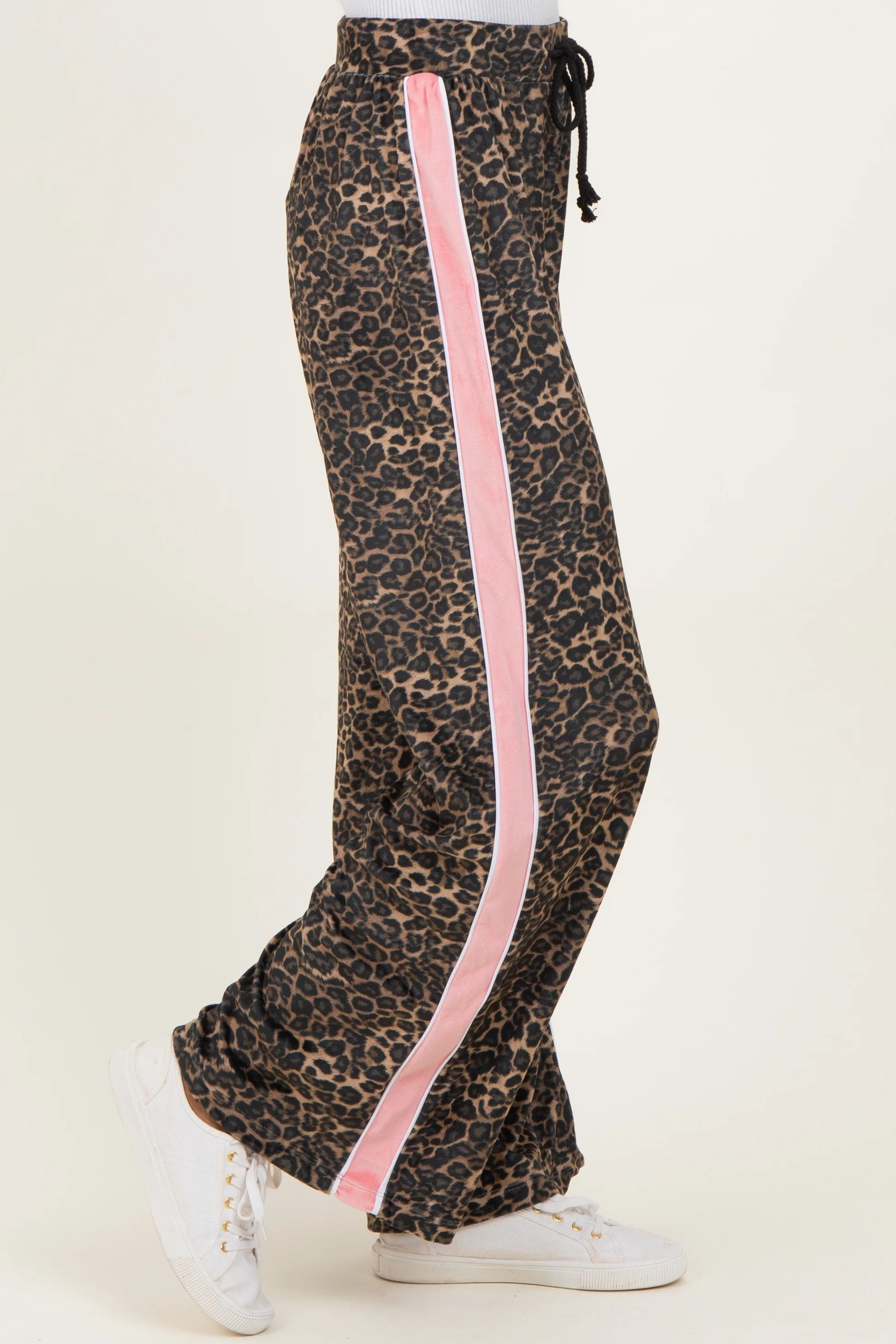 Brown Animal Print Velour Track Pants - Image 4