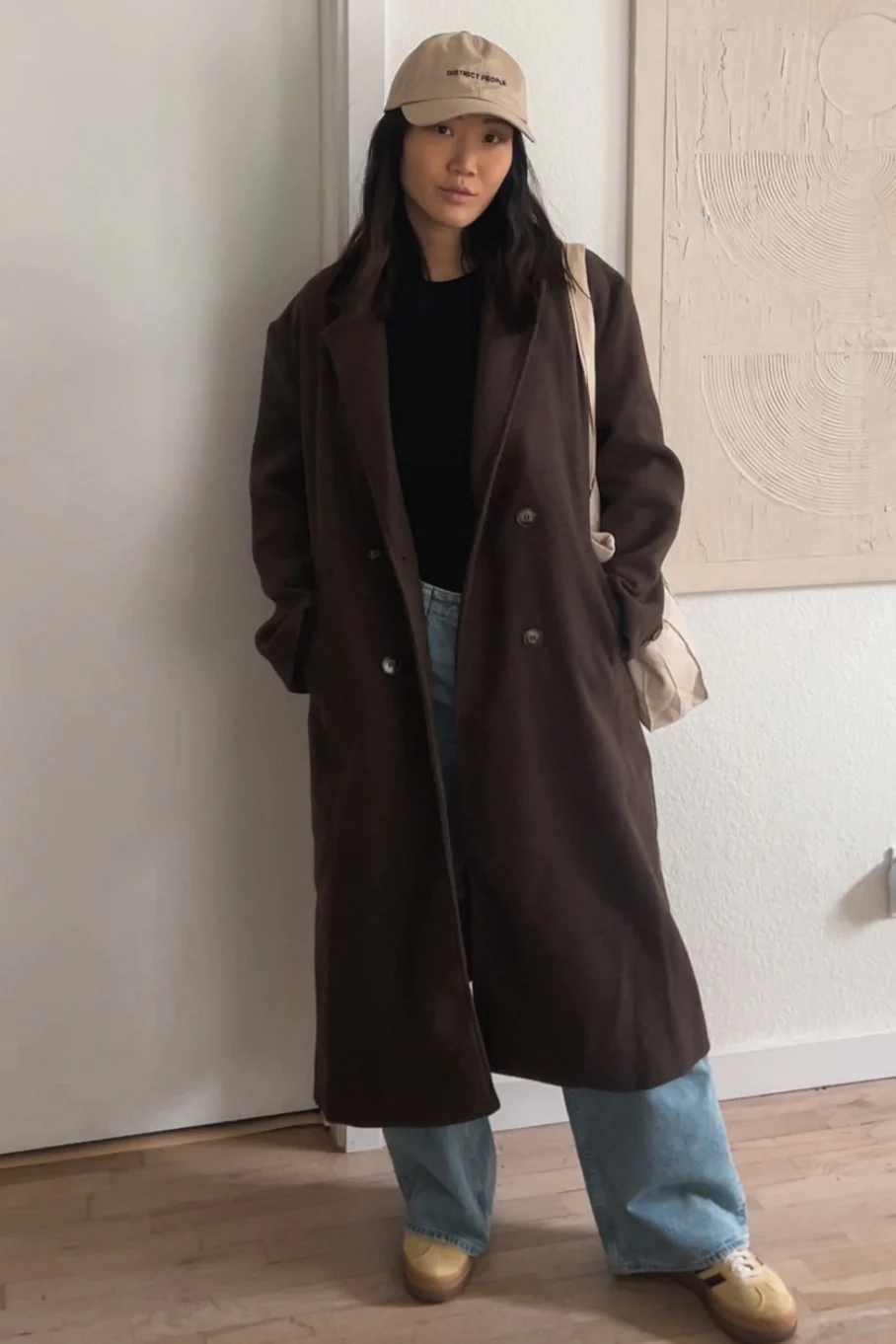 Brown Felted Double Breasted Lapel Button Coat - Image 6
