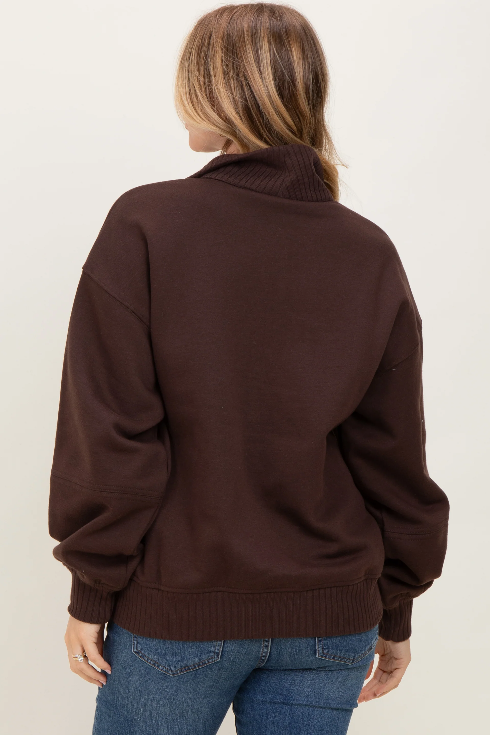 Brown French Terry Quarter Zip Pullover - Image 4