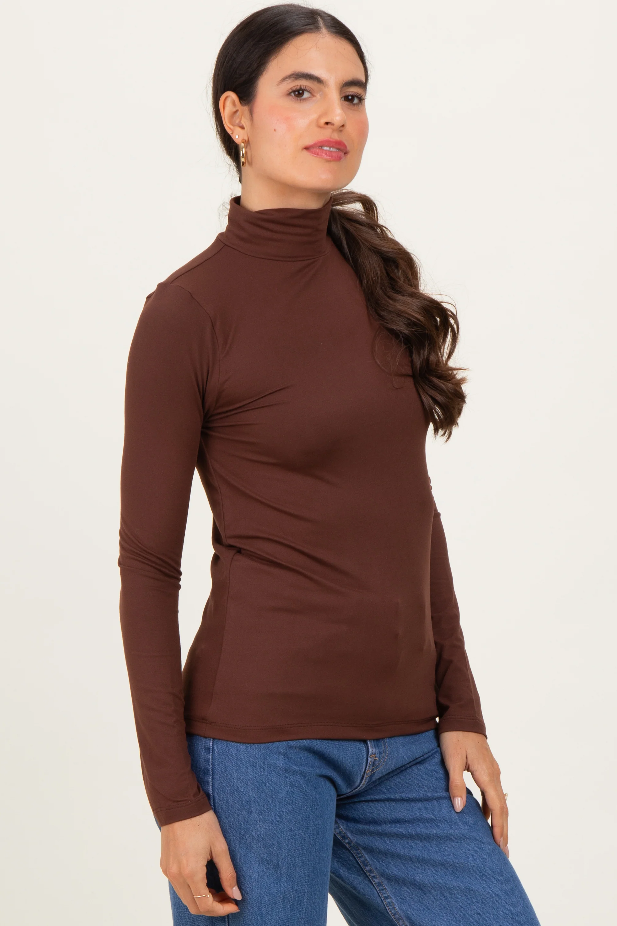 Brown Mock Neck Top - Image 3
