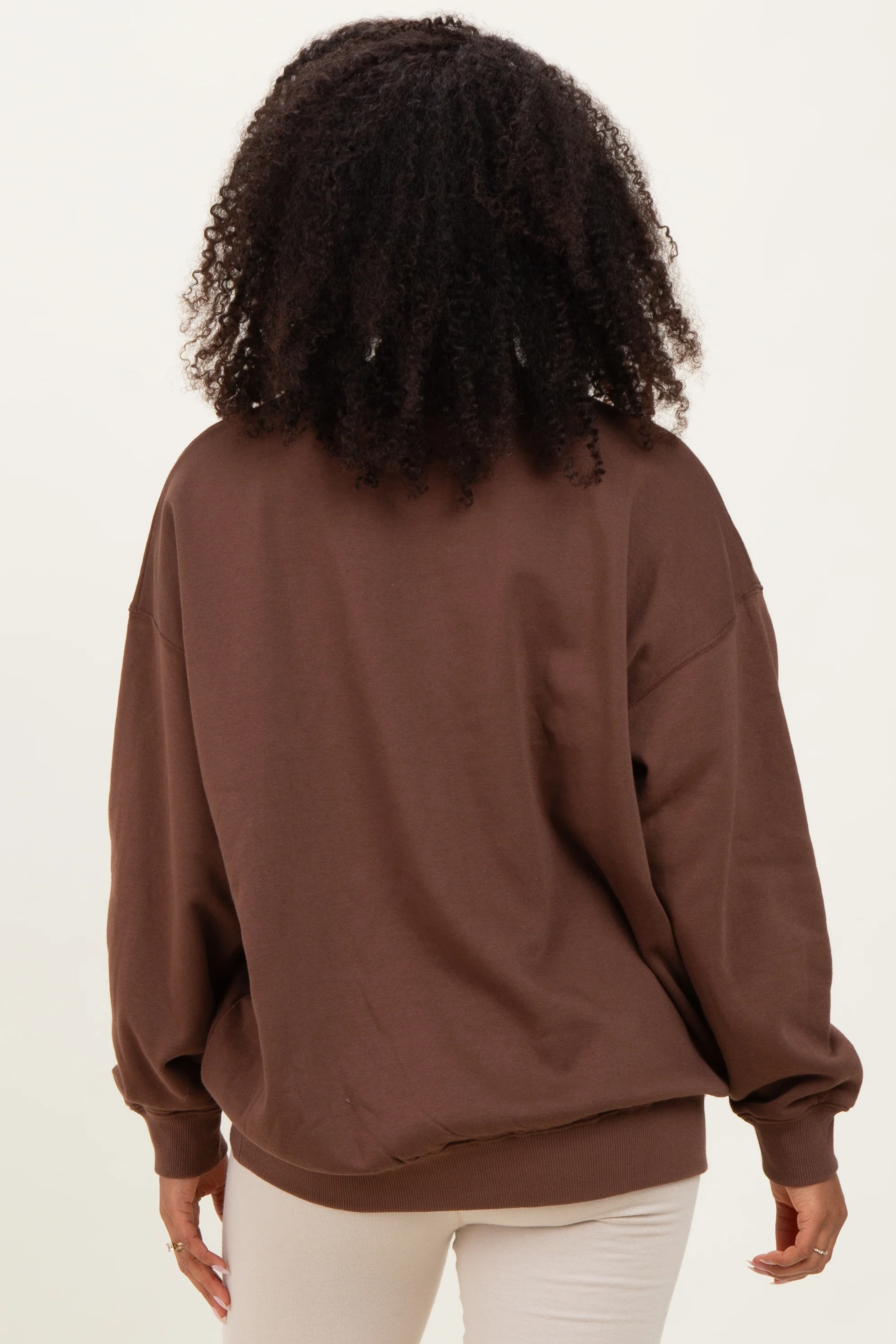 Brown Oversized Fleece Sweatshirt - Image 4