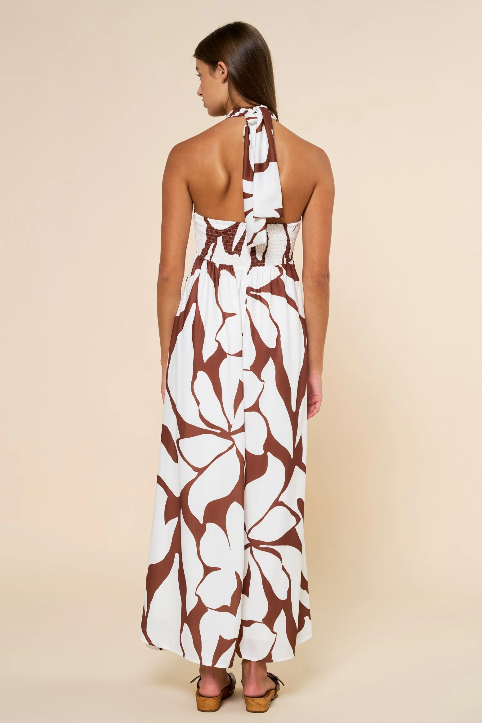 Brown Printed Halter Maxi Dress - Image 4