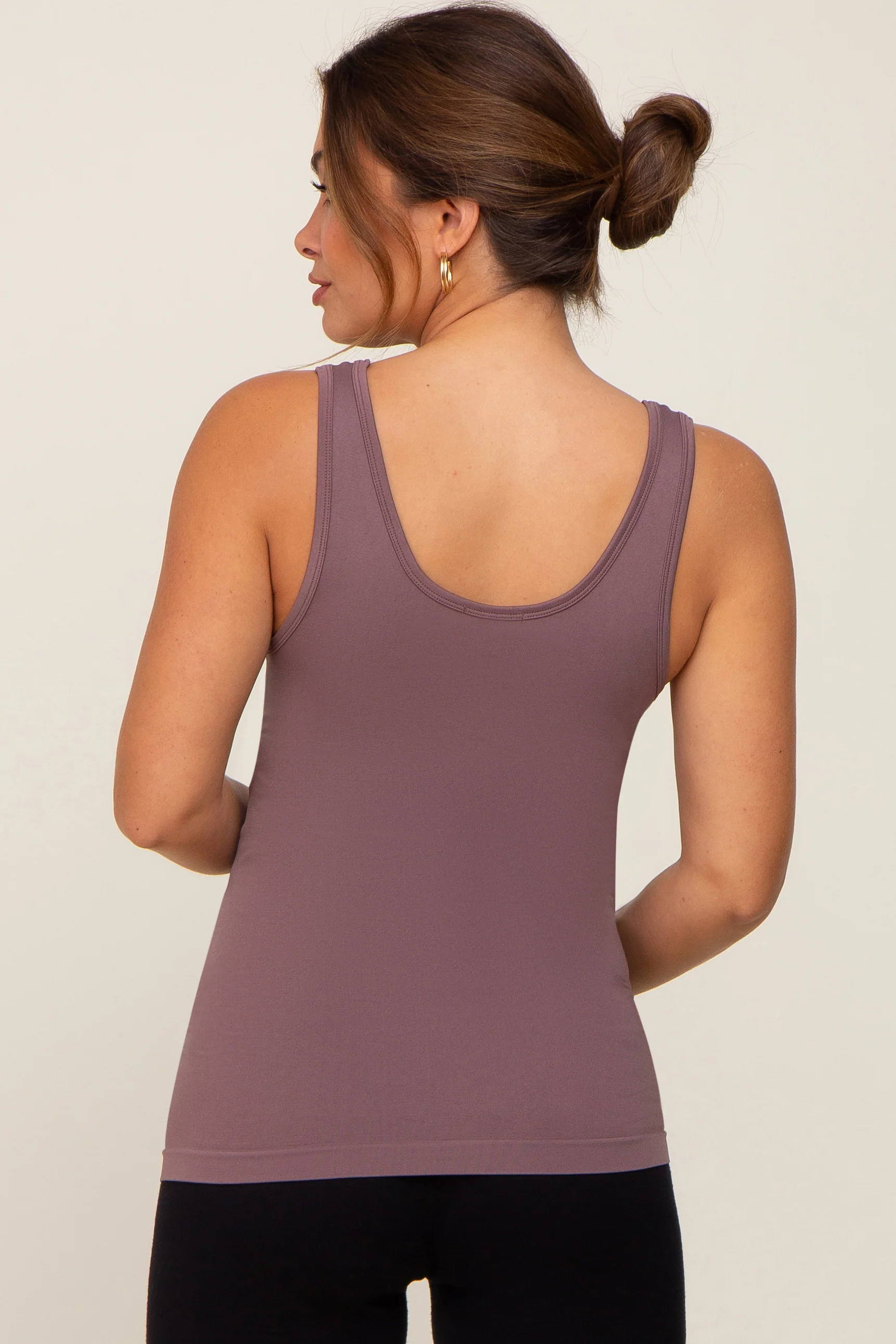 Brown Seamless Maternity Tank Top - Image 3