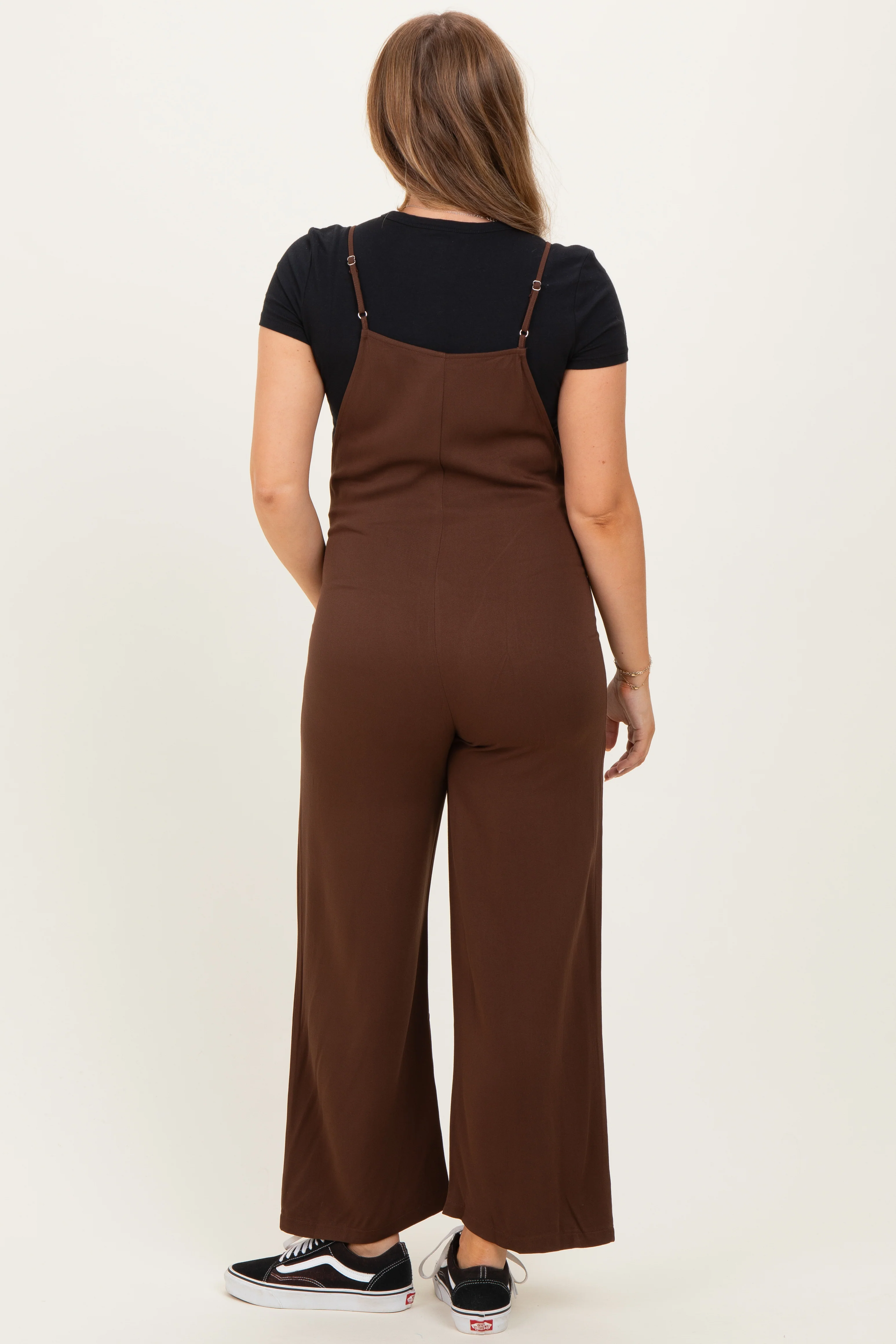 Brown Wide Leg Maternity Jumpsuit - Image 3