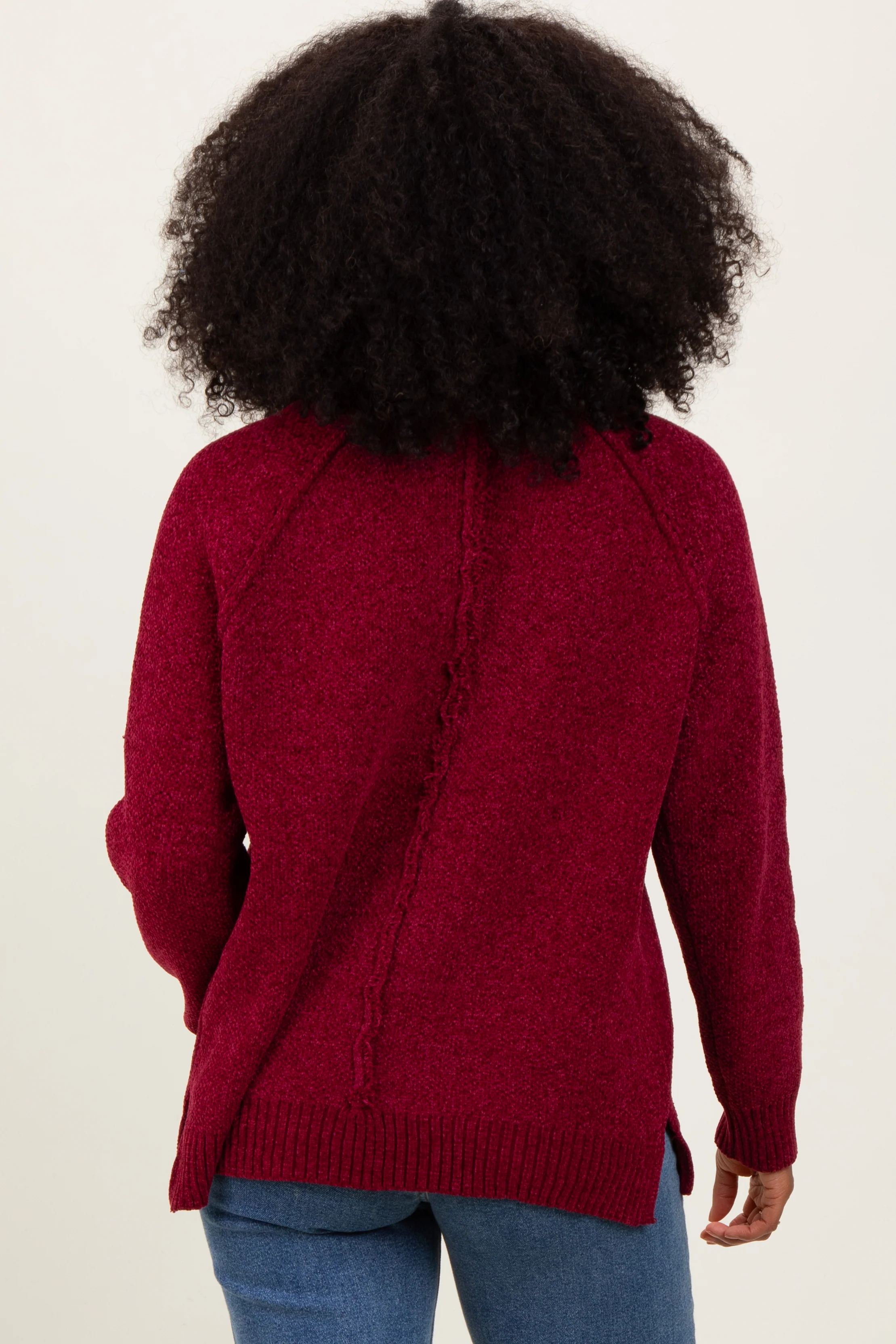 Burgundy Raglan Knit Sweater - Image 3