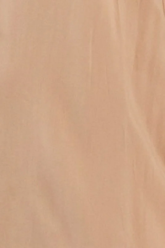 Camel Button Accent Front Slit Midi Dress - Image 5