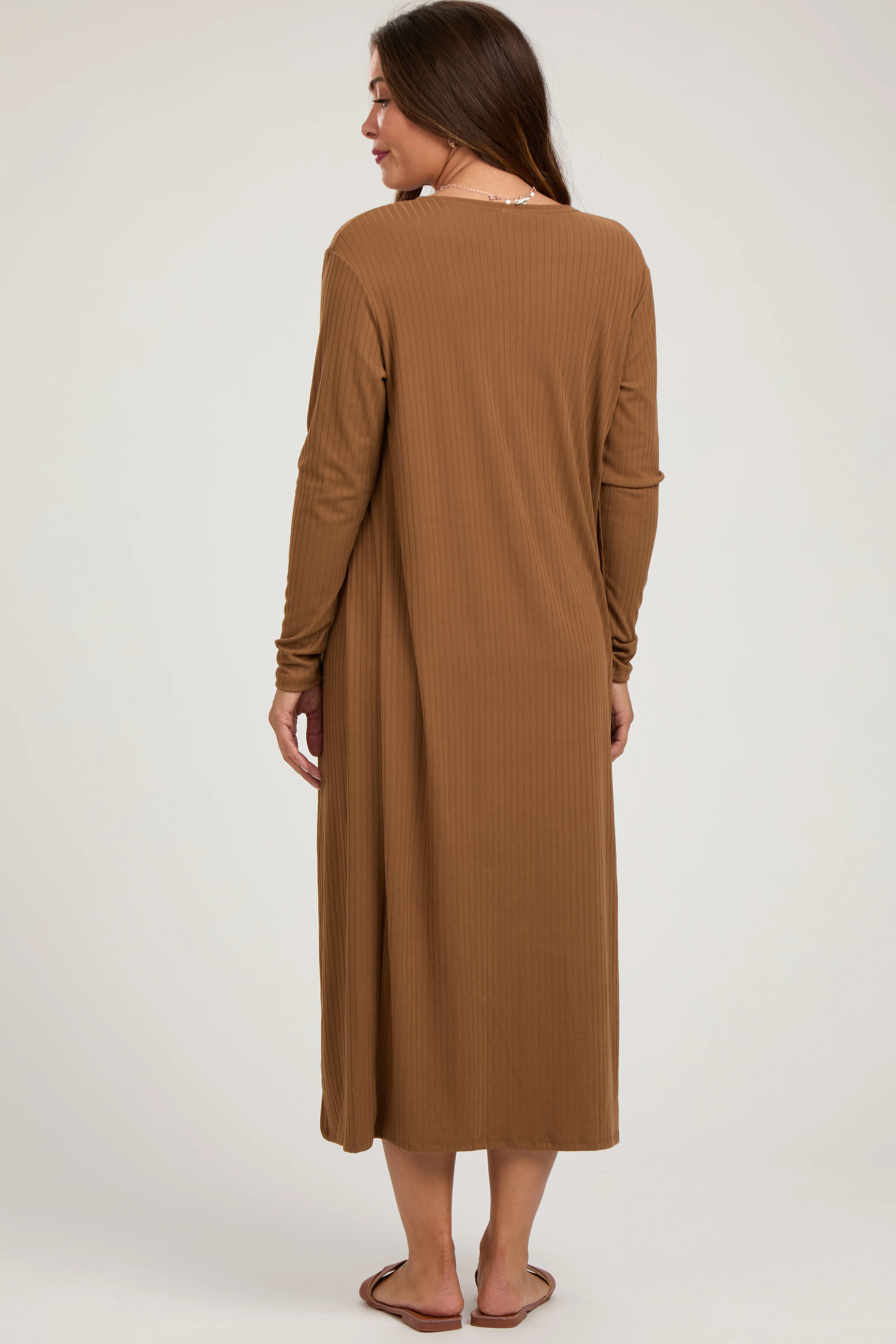Camel Ribbed Cardigan 2 Piece Maternity Set - Image 3