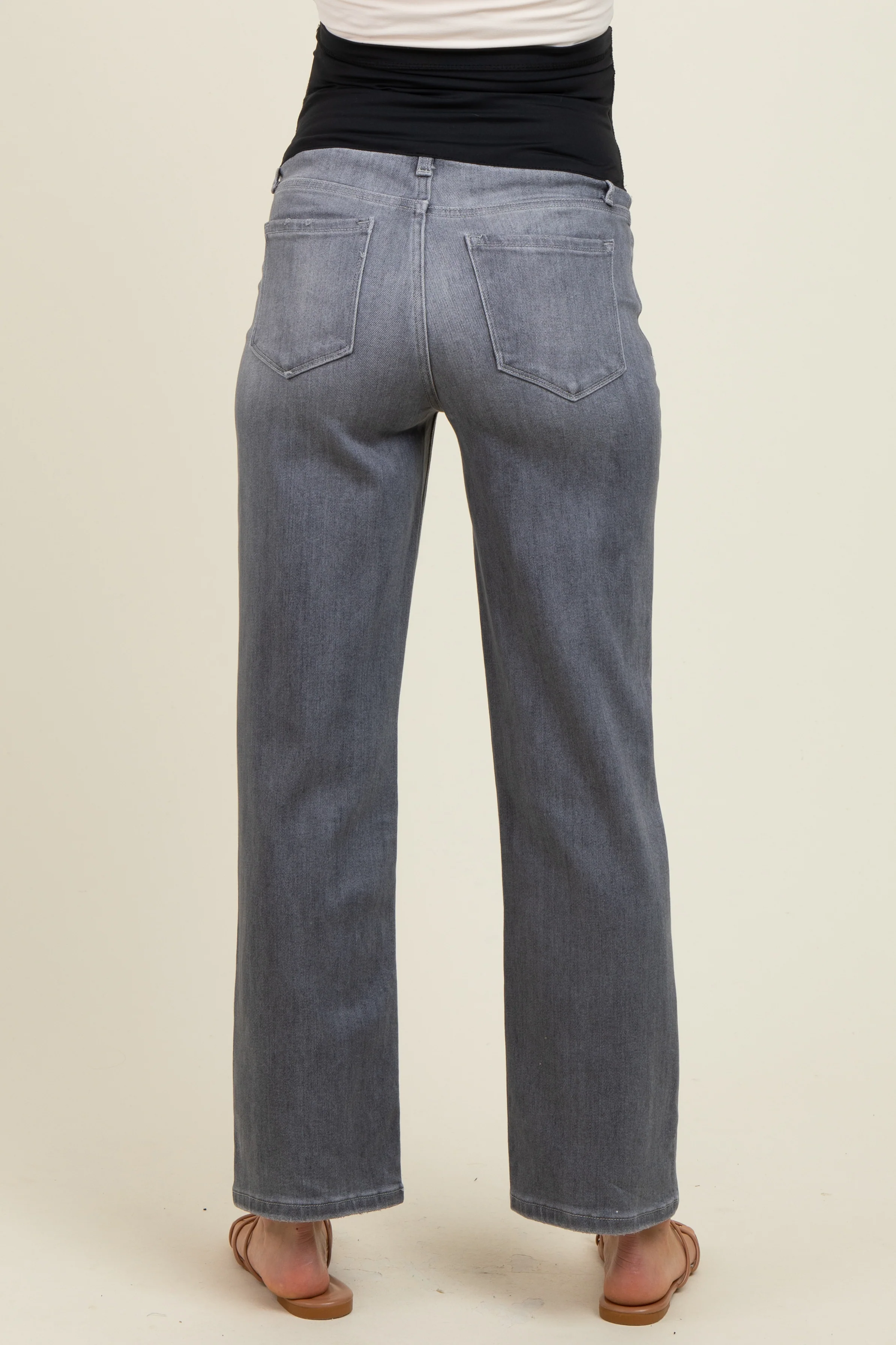 Charcoal Ankle Slim Wide Leg Maternity Jeans - Image 5