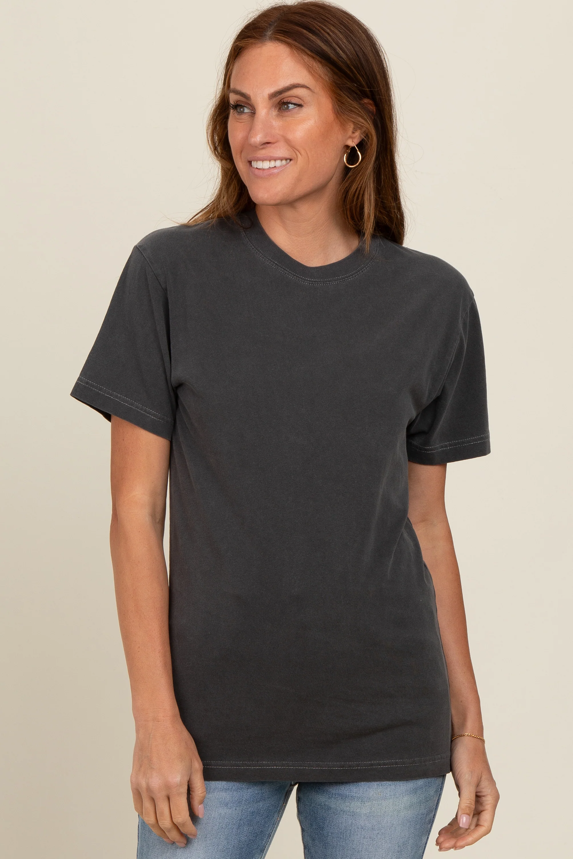 Charcoal Basic Maternity T-Shirt - Image 4