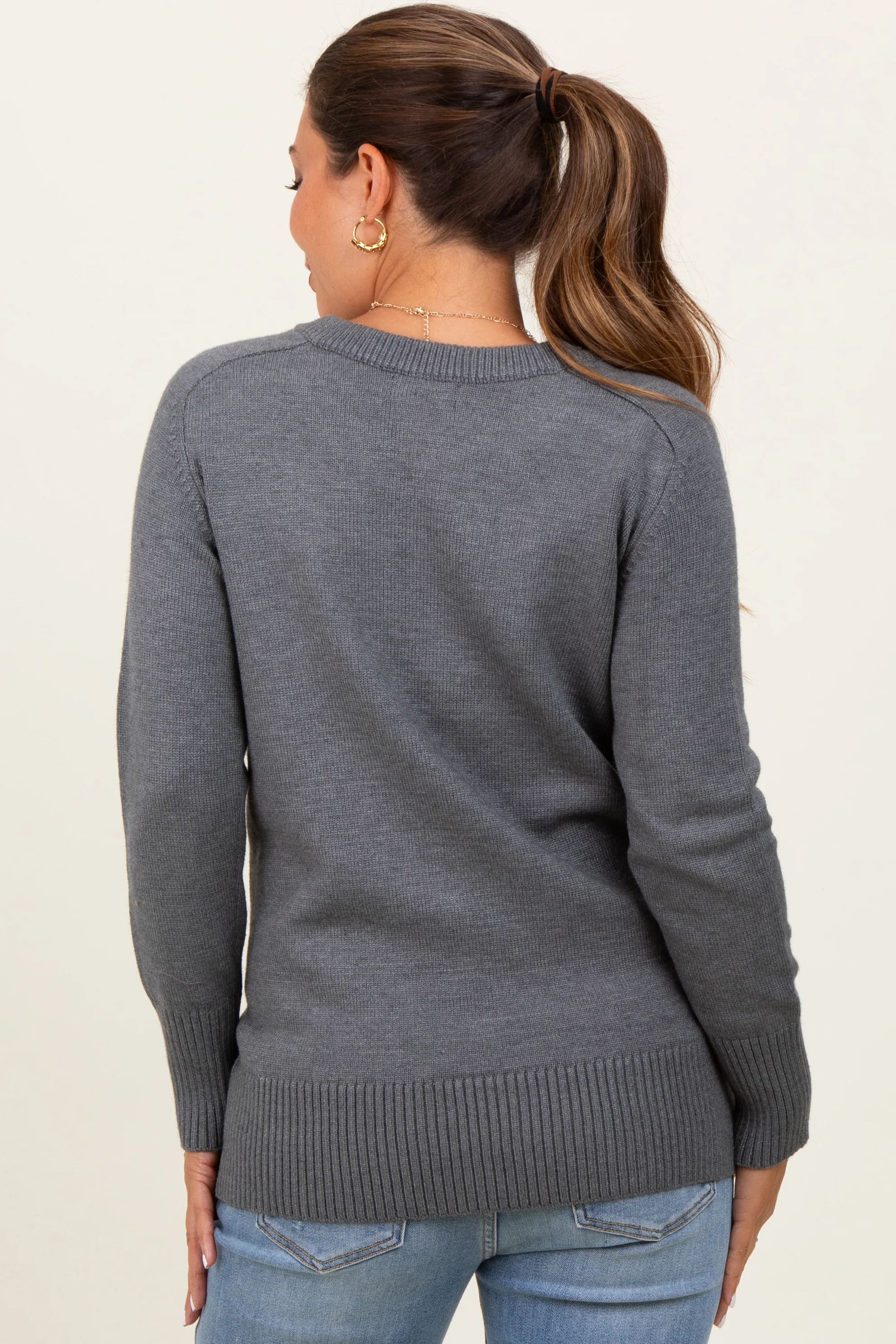 Charcoal Basic Relaxed Fit Maternity Sweater - Image 4