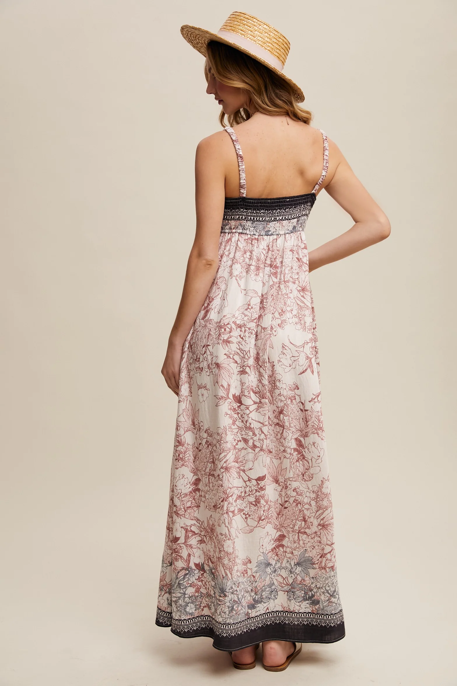 Charcoal Floral Contrast Border Maxi Dress - Image 4