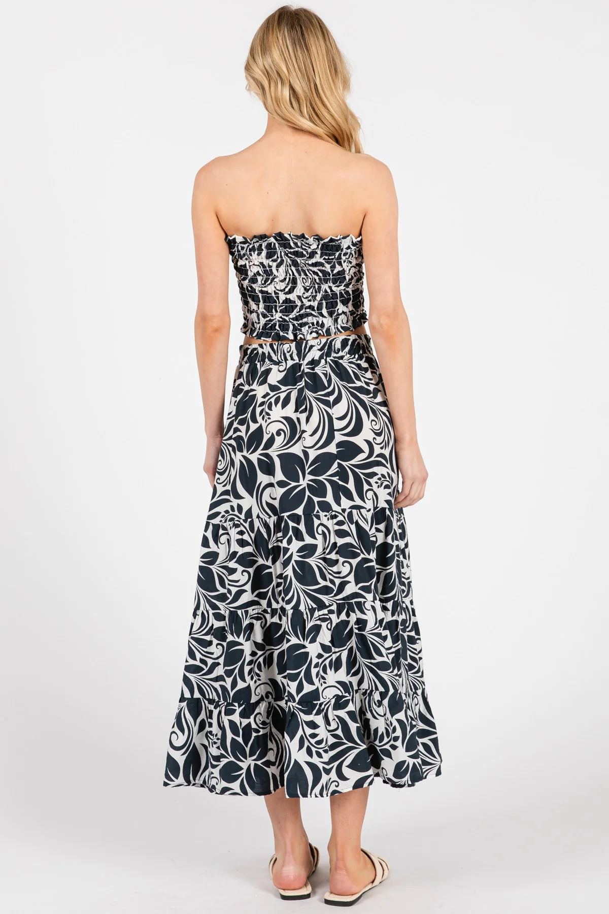 Charcoal Floral Tiered Maxi Skirt - Image 4
