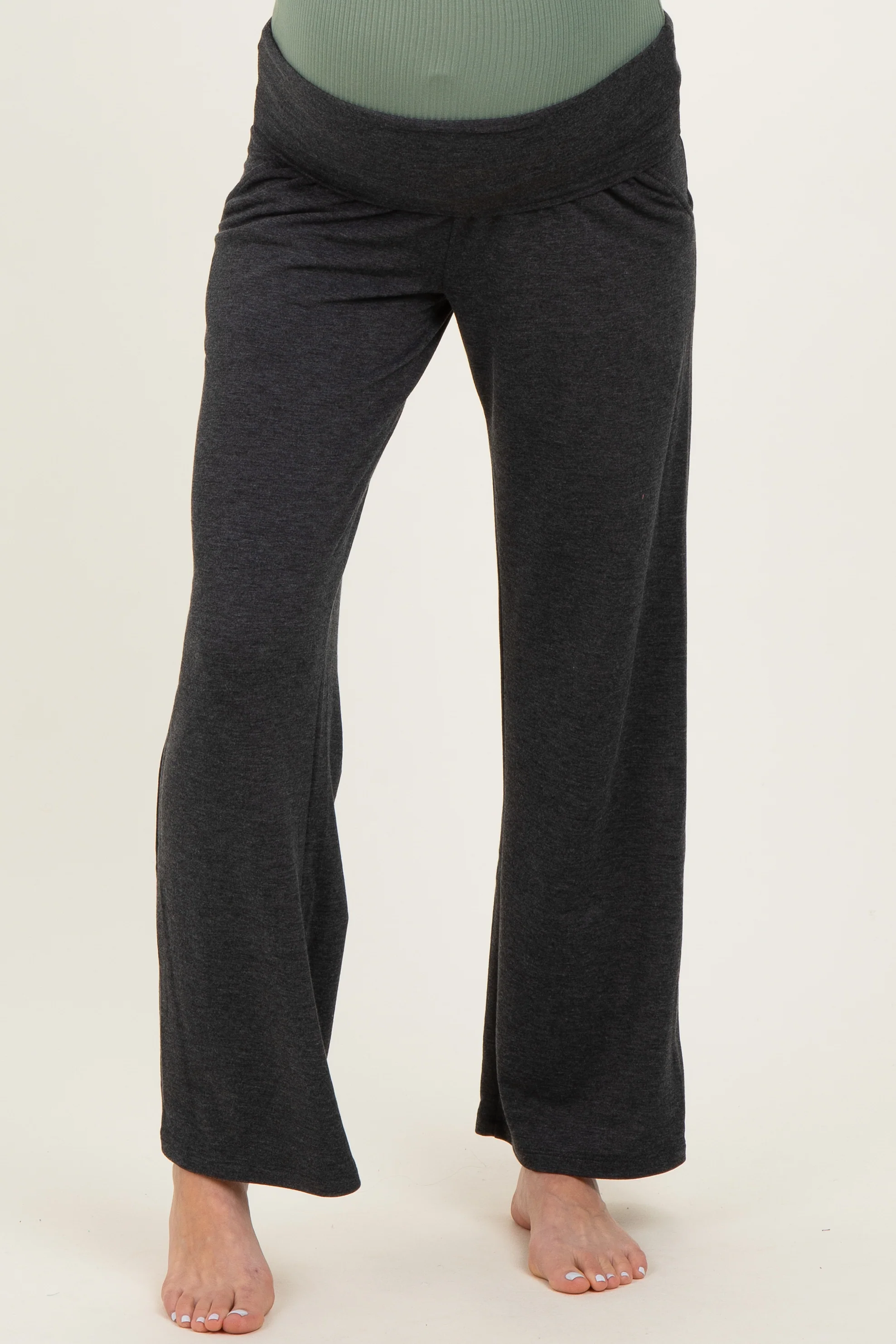 Charcoal Maternity Yoga Pants - Image 2