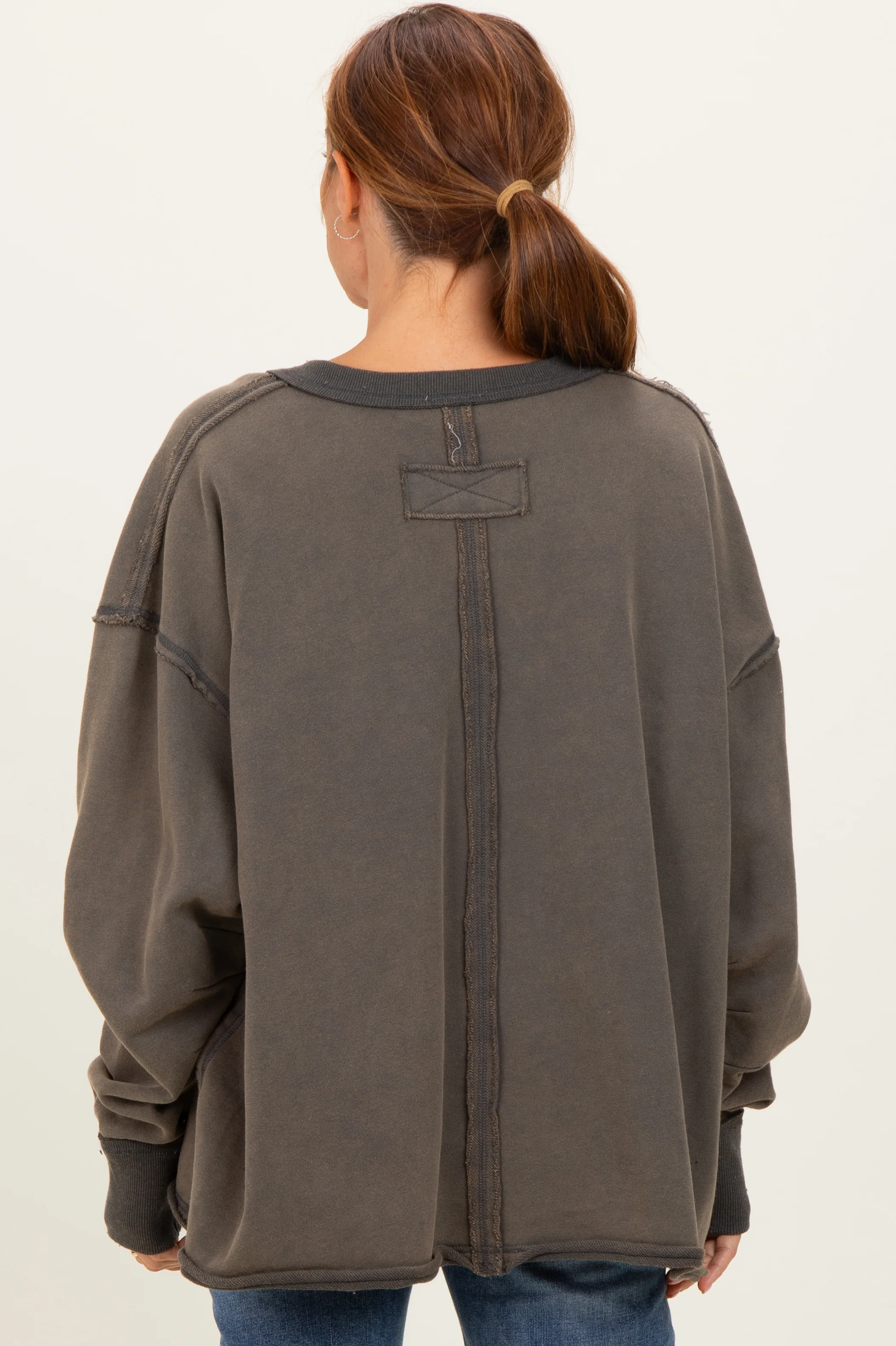 Charcoal Mineral Washed French Terry Oversized Sweatshirt - Image 4
