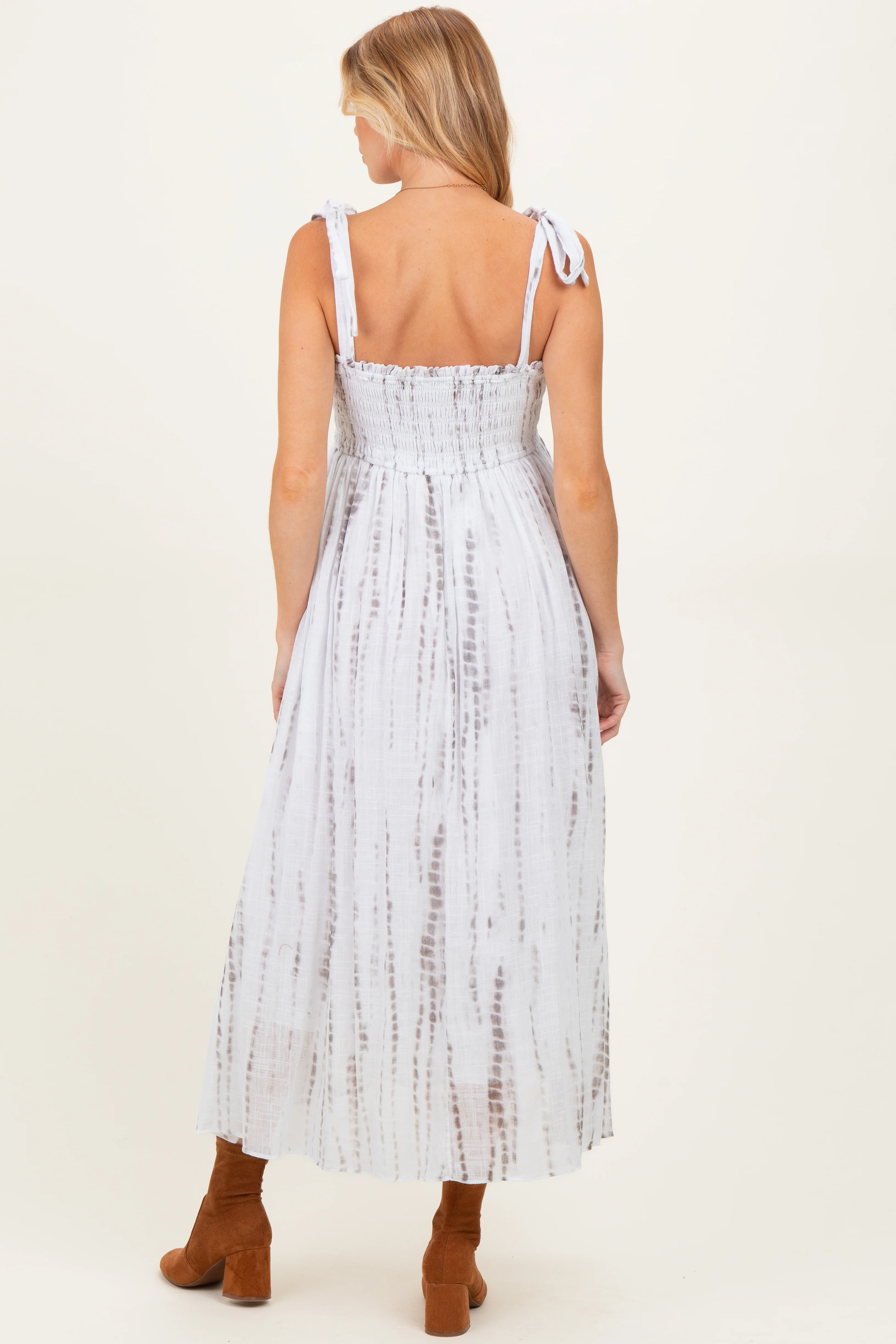 Charcoal Tie Dye Printed Maternity Maxi Dress - Image 4