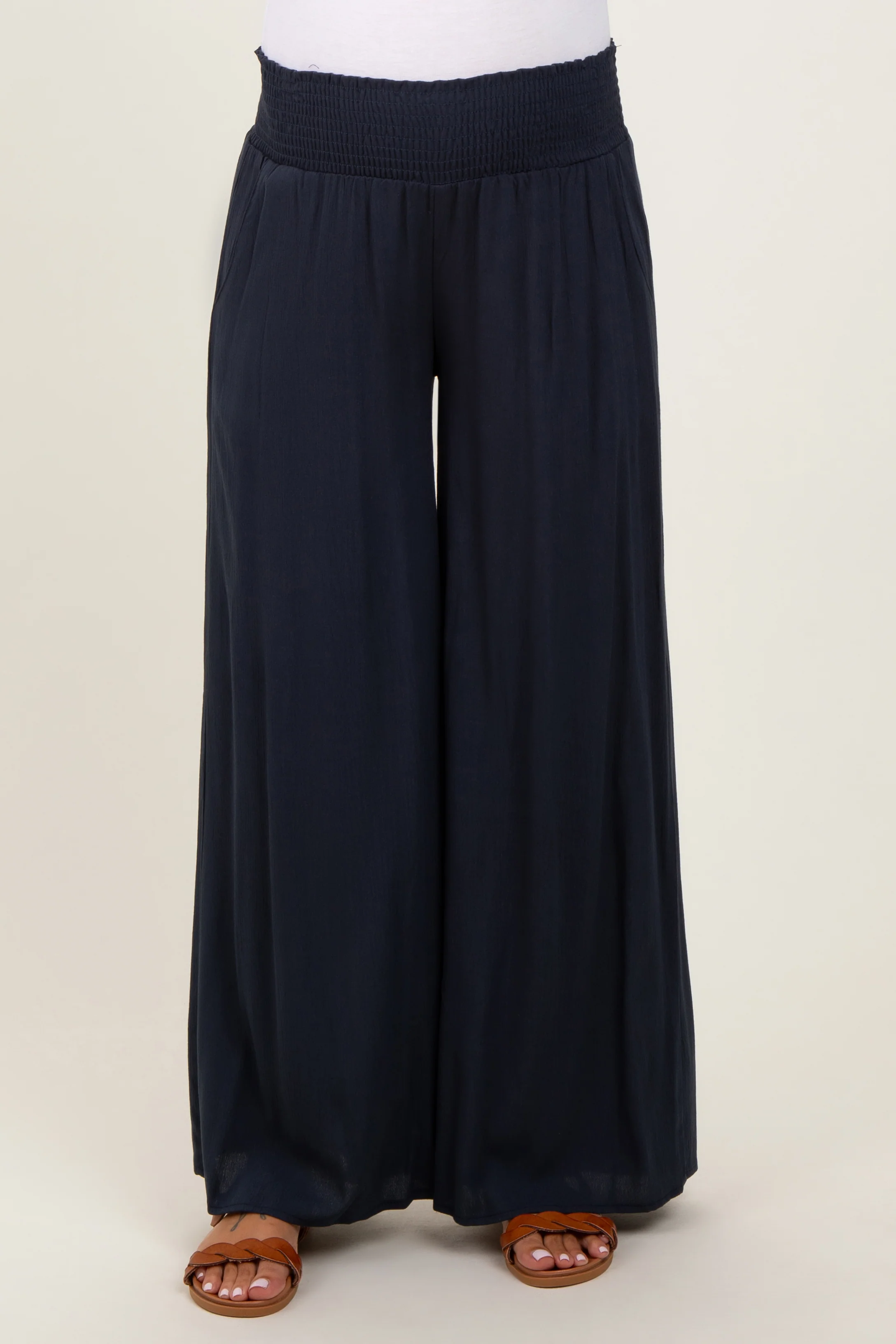Charcoal Wide Smock Waist Maternity Pants - Image 3