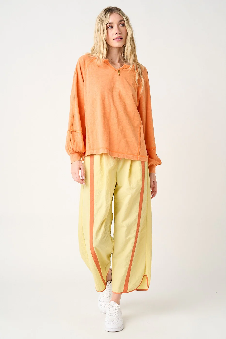 Citrus Orange Mineral Wash Exposed Seam Top - Image 5
