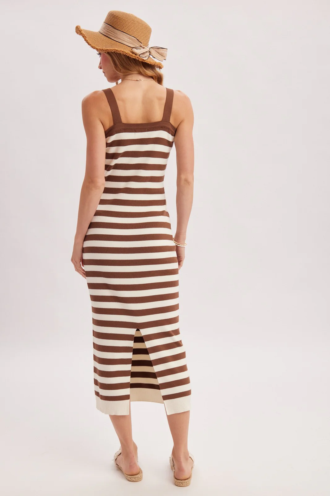 Coco Striped Square Neck Sleeveless Knit Midi Dress - Image 5