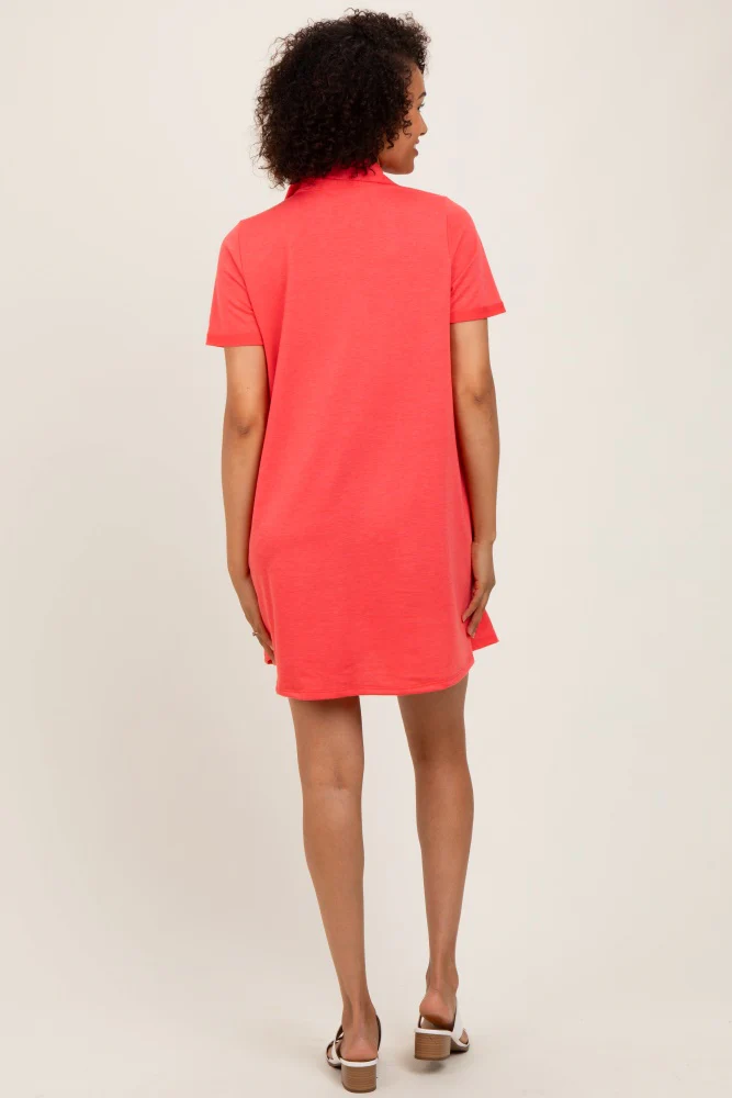 Coral Basic Polo Dress - Image 4