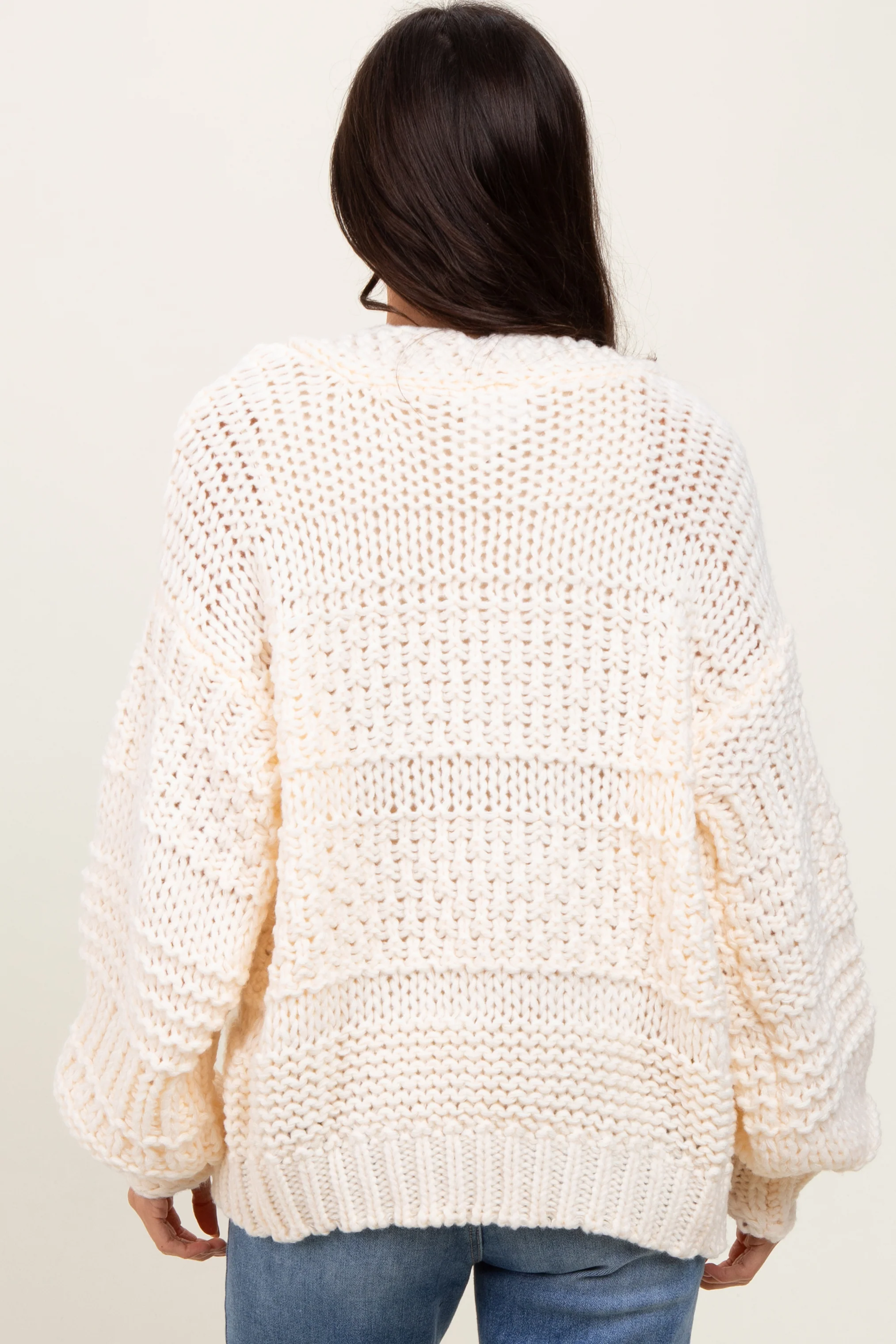 Cream Oversized Chunky Knit Cardigan - Image 4