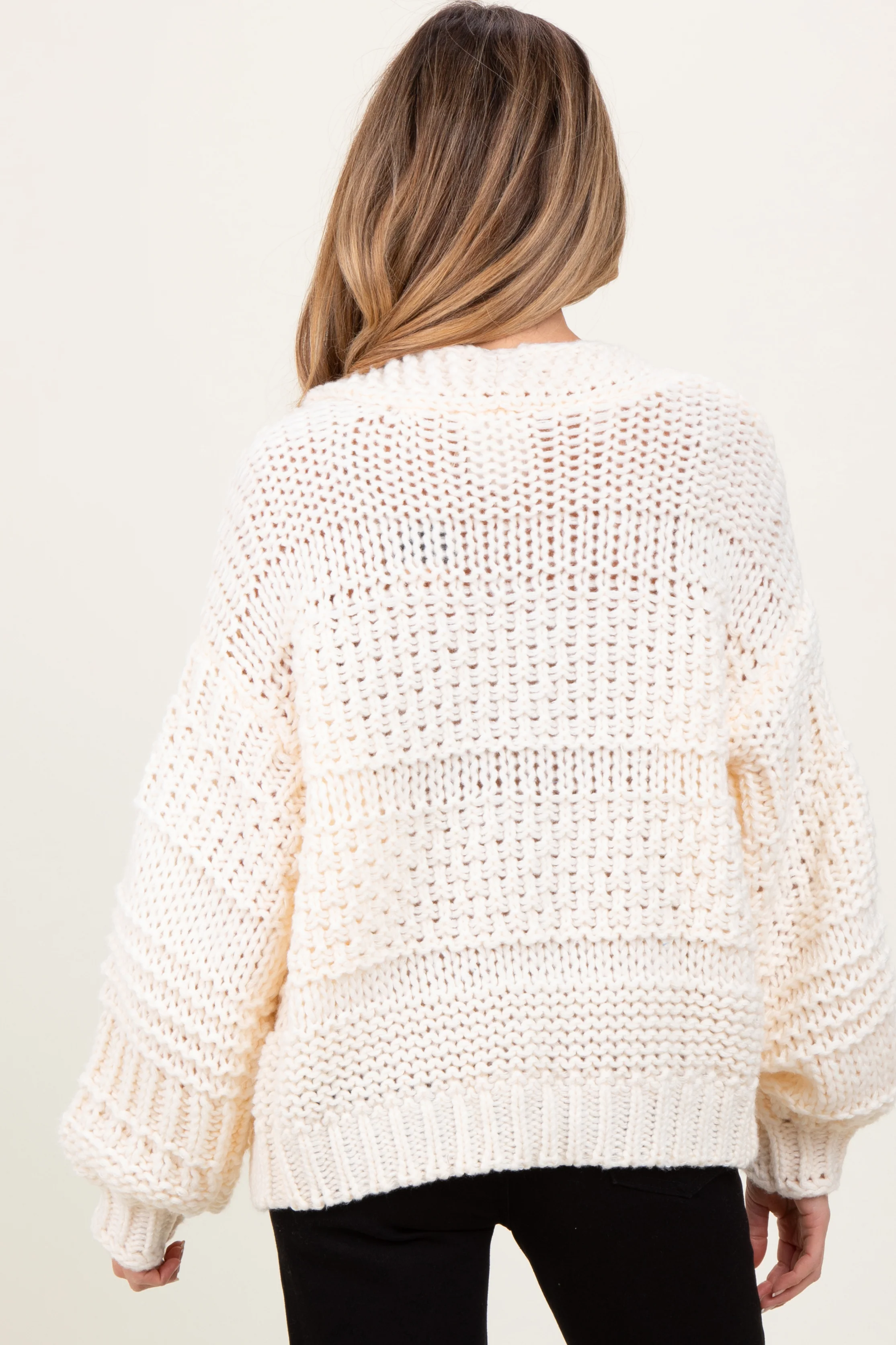 Cream Oversized Chunky Knit Maternity Cardigan - Image 5