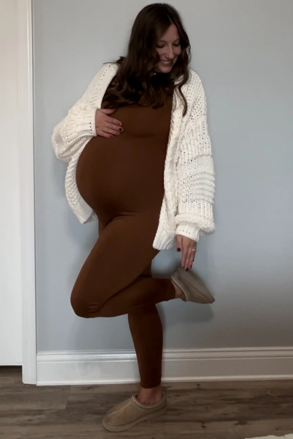 Cream Oversized Chunky Knit Maternity Cardigan - Image 6
