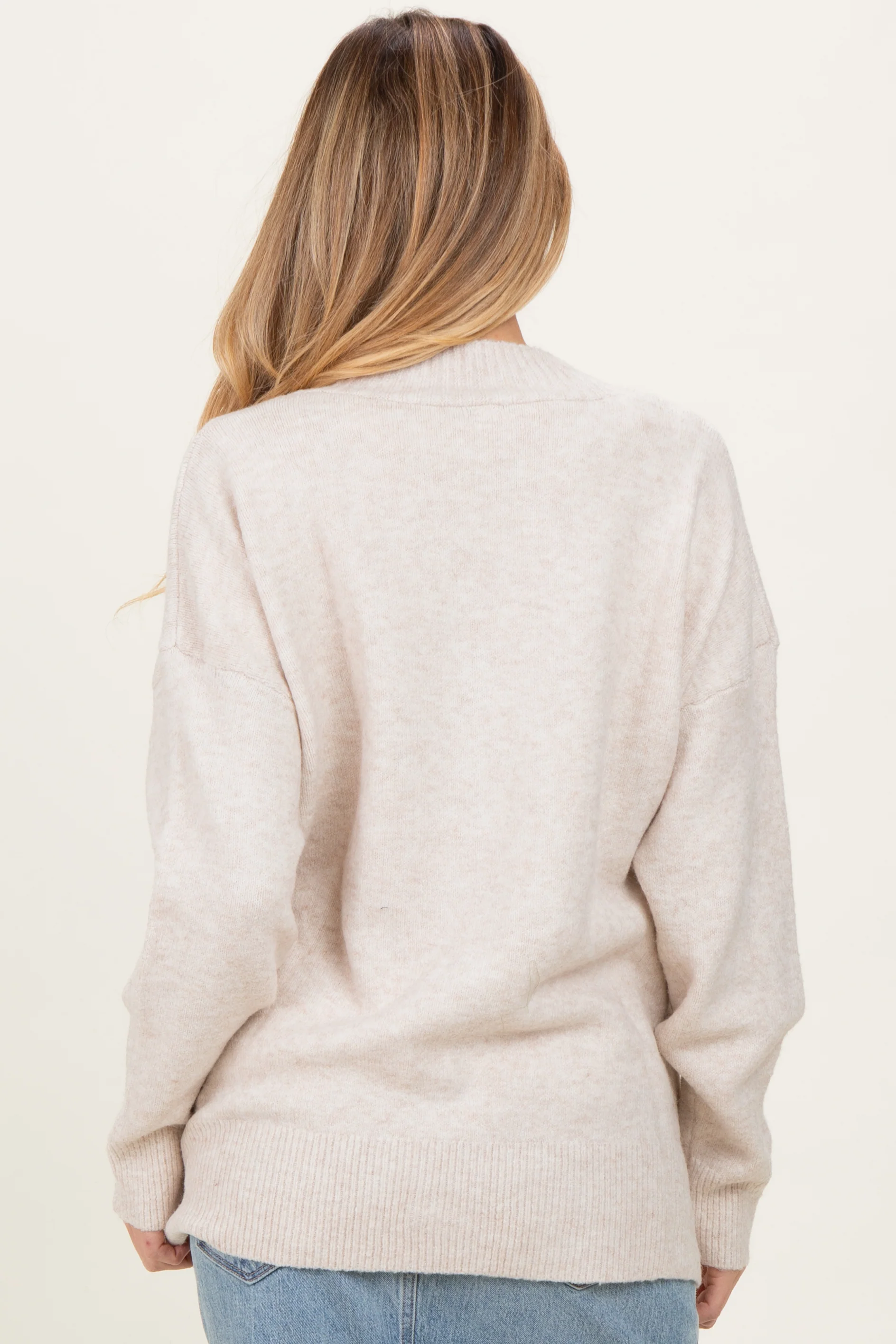 Cream Oversized Maternity Toggle Button Cardigan - Image 3