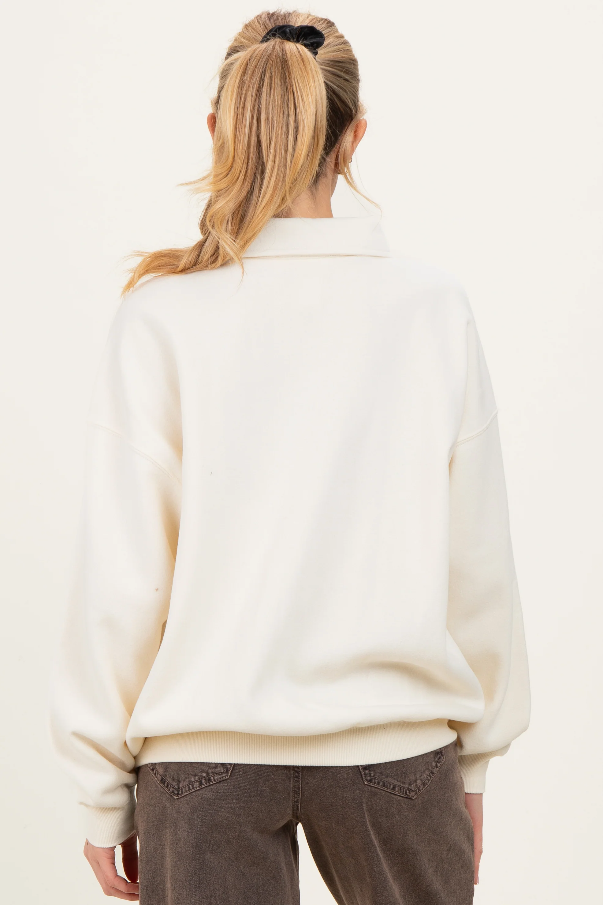 Cream Oversized Polo Maternity Pullover - Image 4