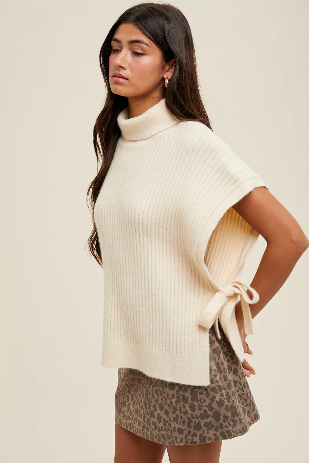 Cream Turtleneck Sweater Vest - Image 2