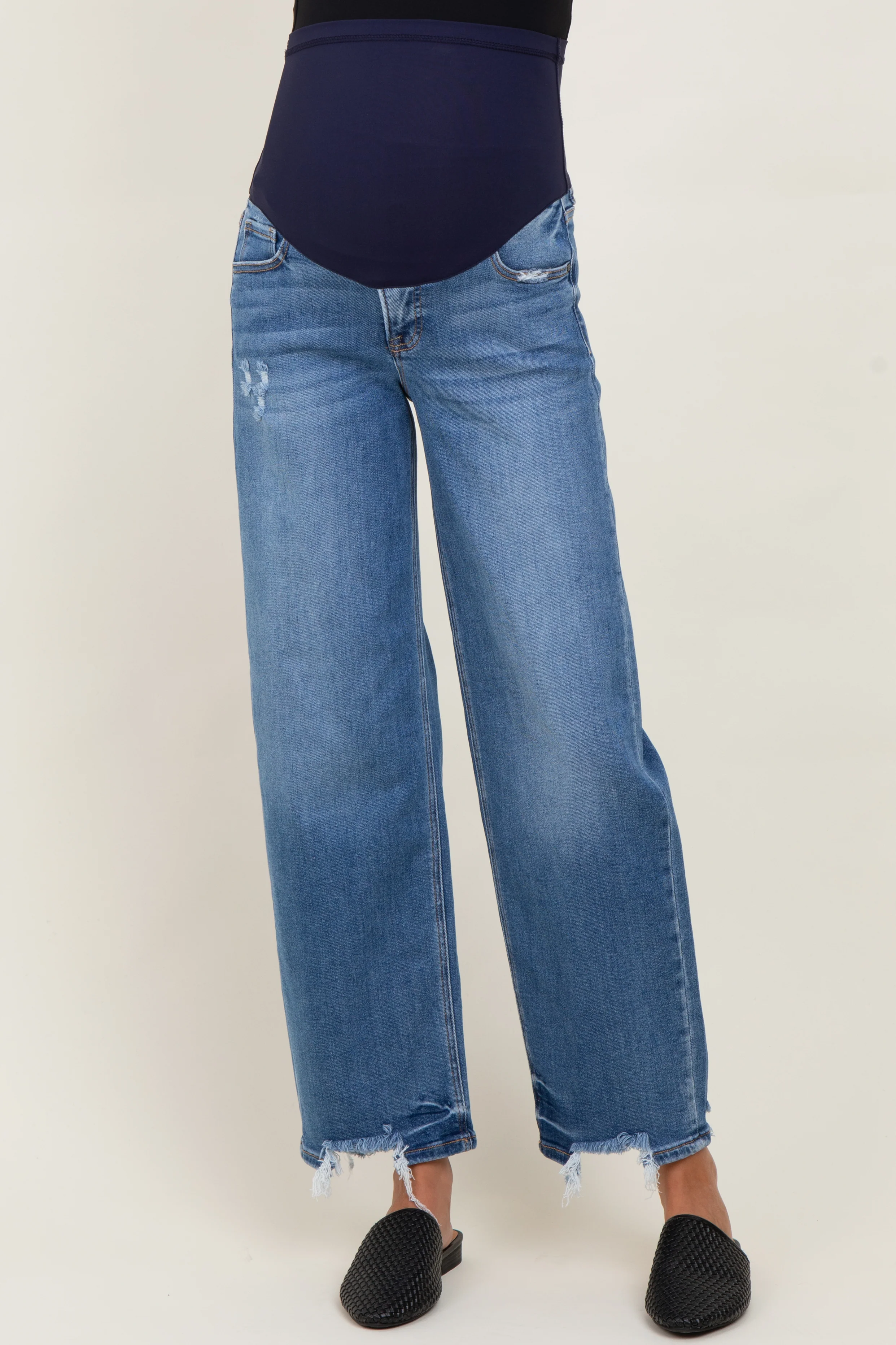 Dark Mid Rise Baggy Maternity Jeans - Image 2