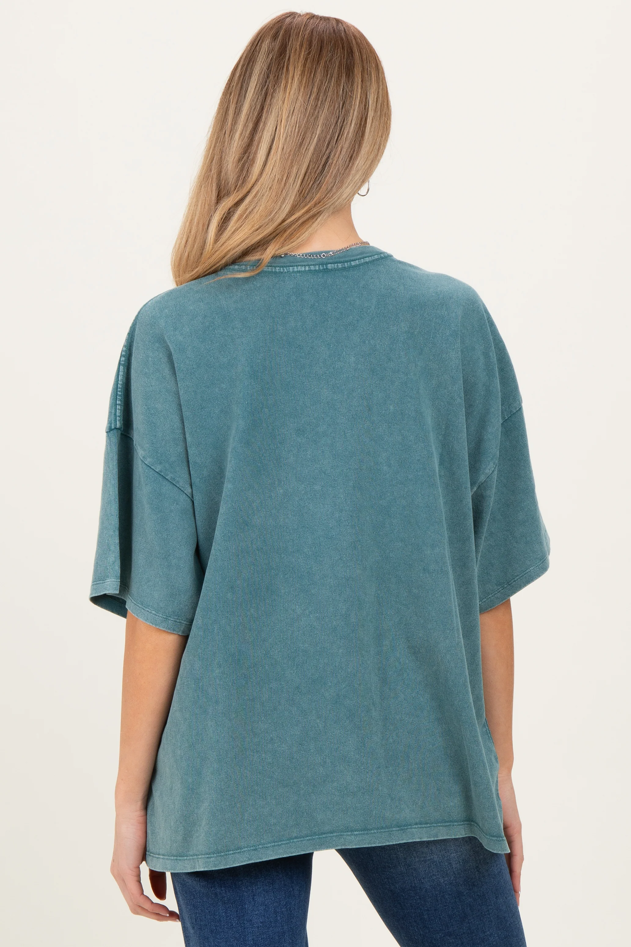 Dark Teal Oversized Mineral Wash Maternity T-Shirt - Image 3