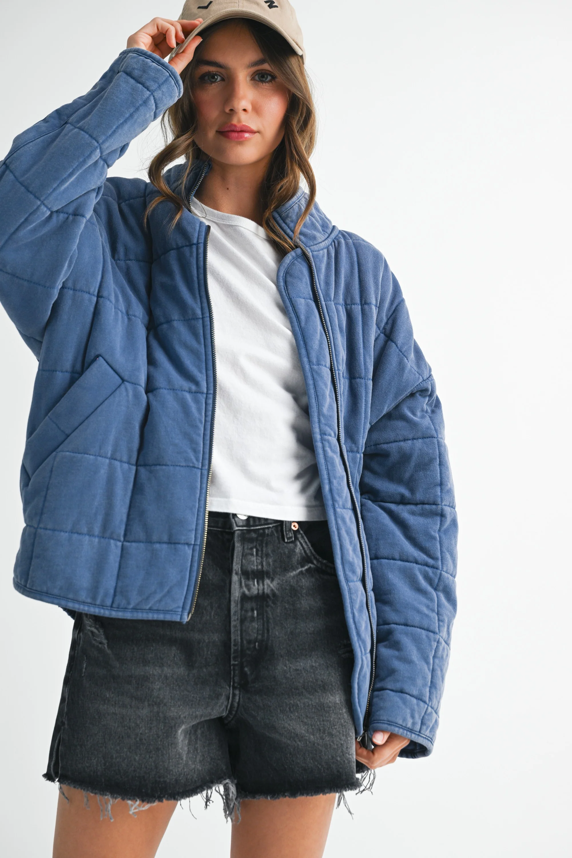 Denim Oversized Quilted Jacket - Image 3
