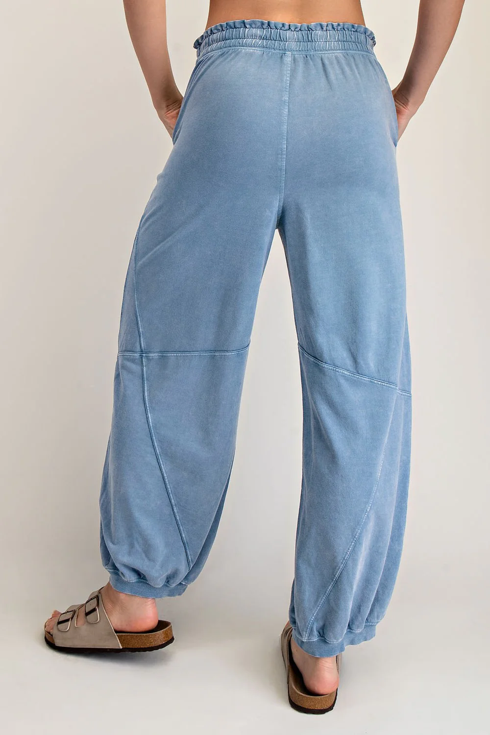 Dusty Blue Mineral Wash Terry Sweatpants - Image 4