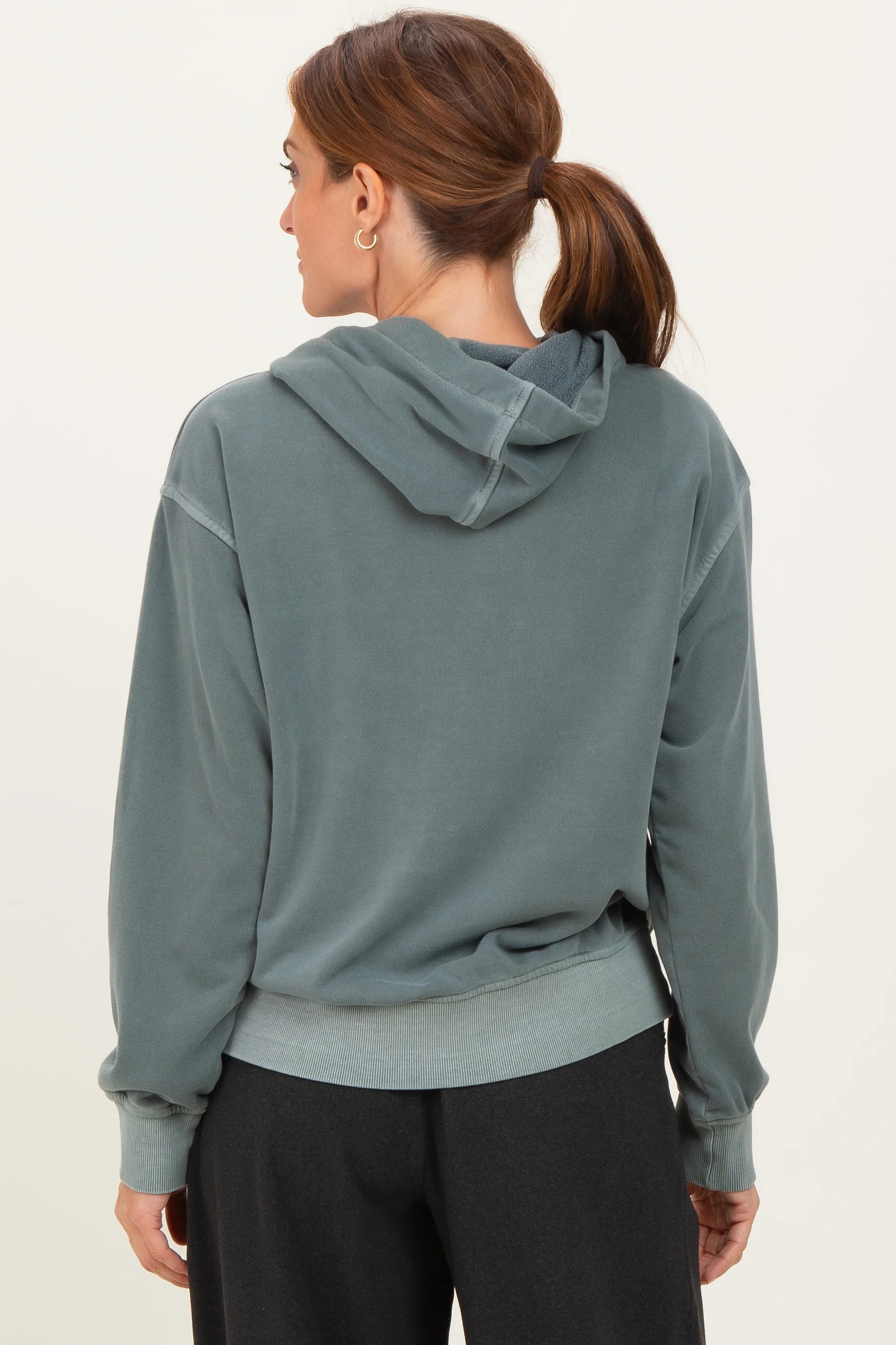 Dusty Jade Soft Fleece Pocket Hoodie - Image 4