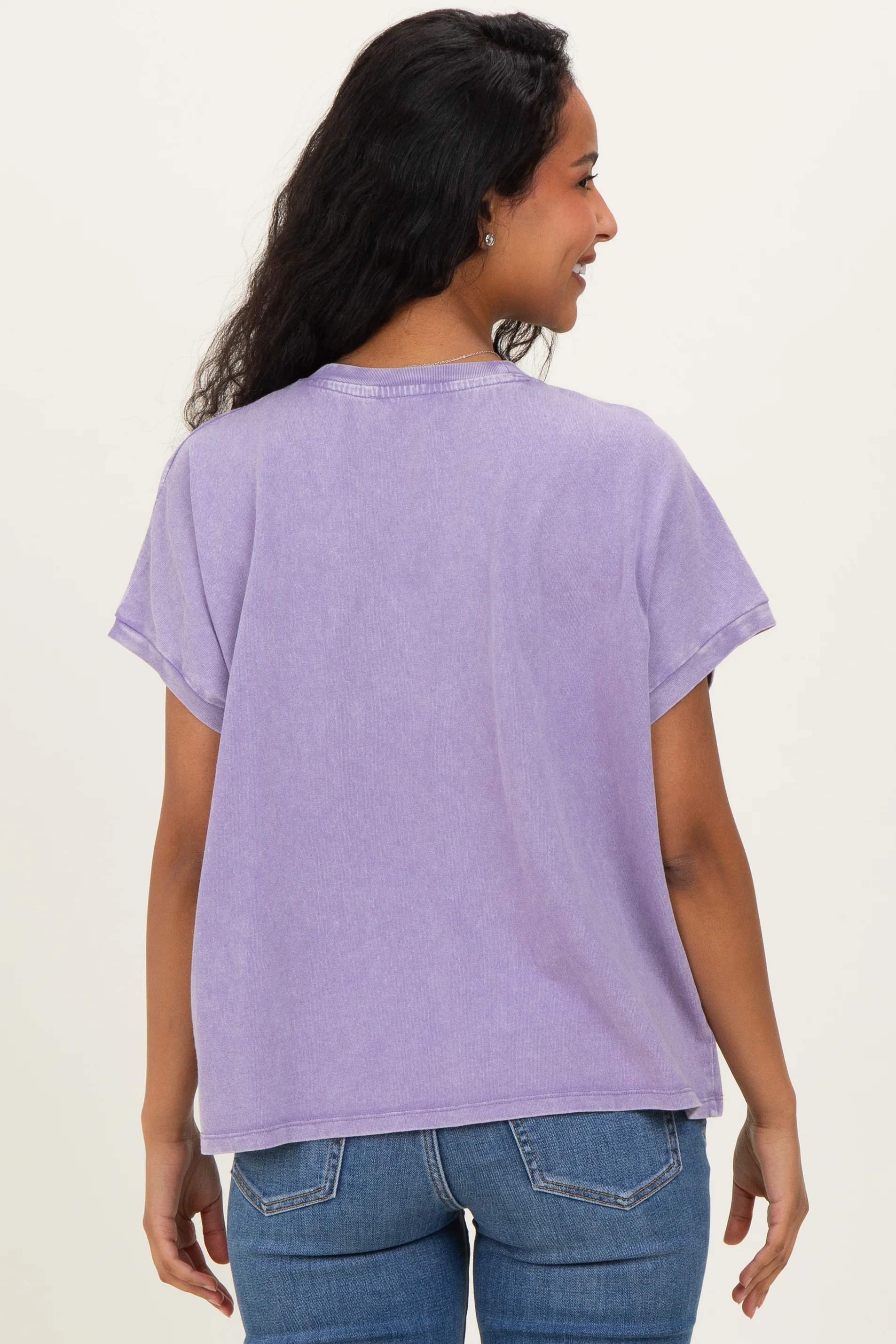 Dusty Purple Mineral Wash Boxy Fit Maternity T-Shirt - Image 3