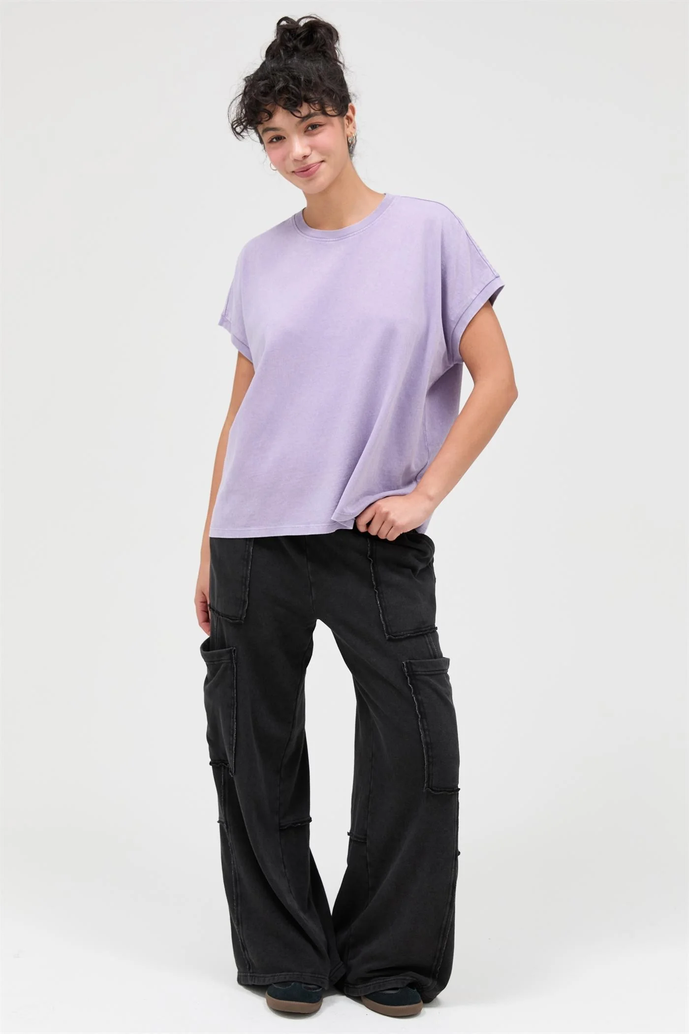 Dusty Purple Mineral Wash Boxy Fit T-Shirt - Image 4