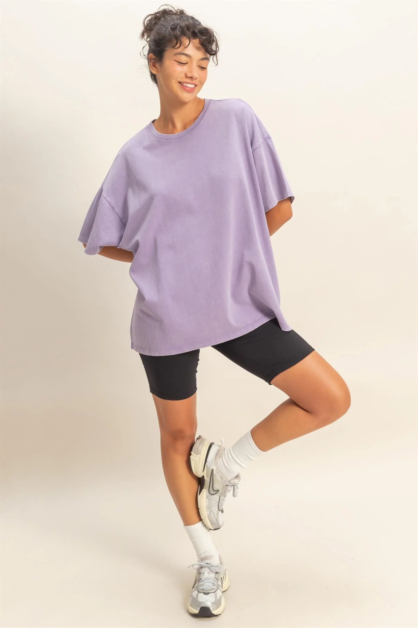 Dusty Purple Oversized Mineral Wash T-Shirt - Image 4