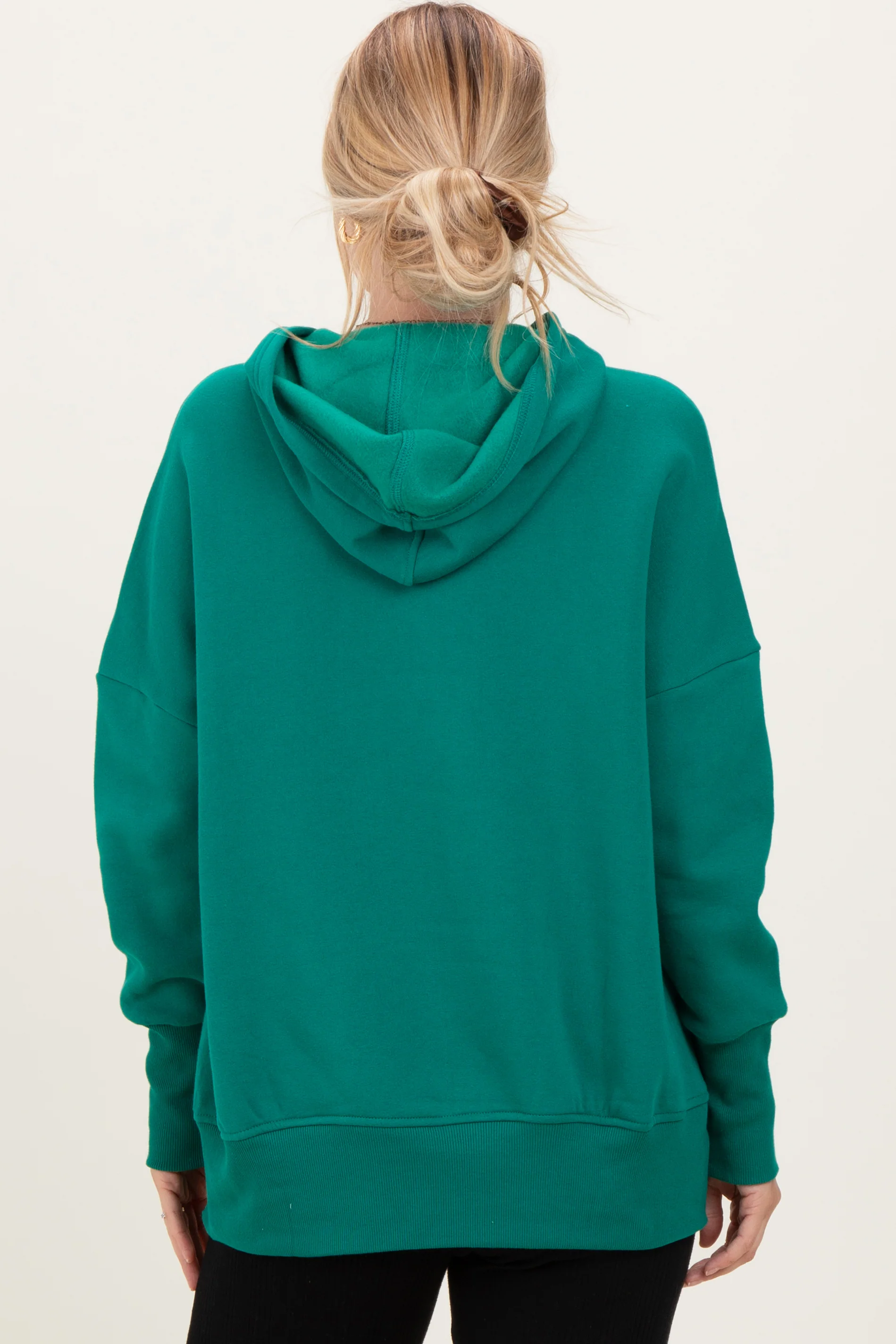 Forest Green Fleece Snap Button Hoodie - Image 4