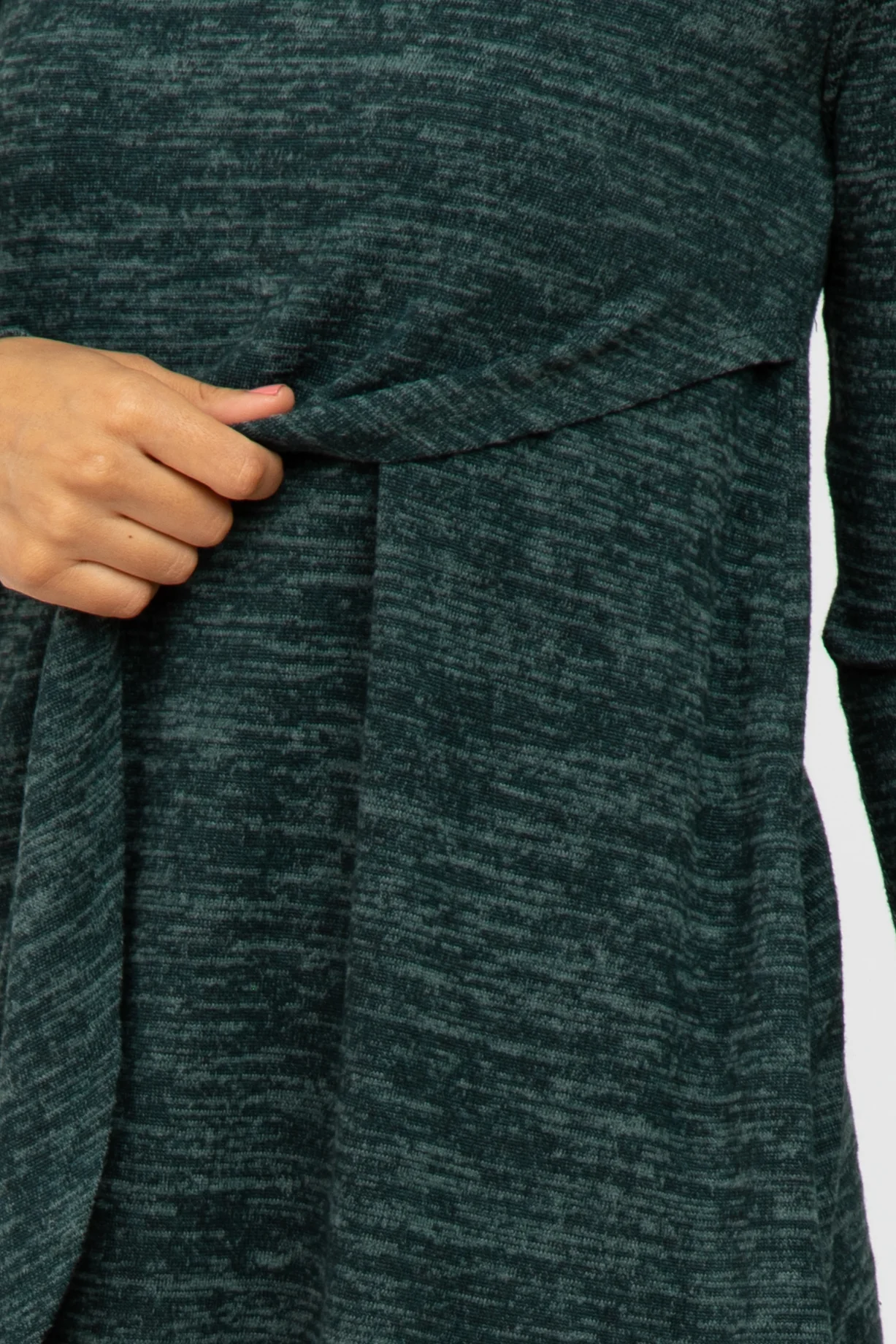 Forest Green Heather Knit Layered Front Nursing Top - Image 4