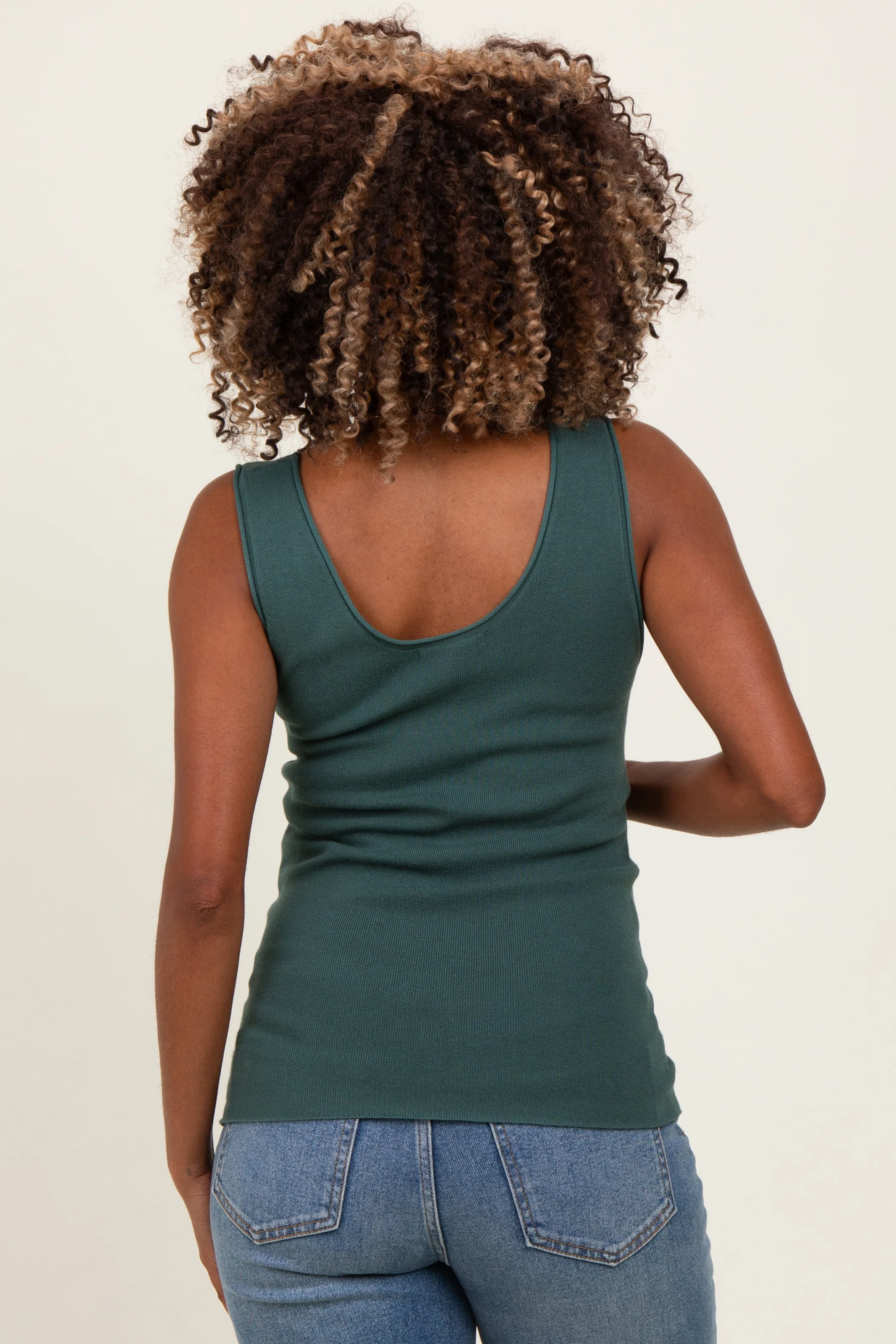 Forest Green Knit Maternity Sleeveless Top - Image 3