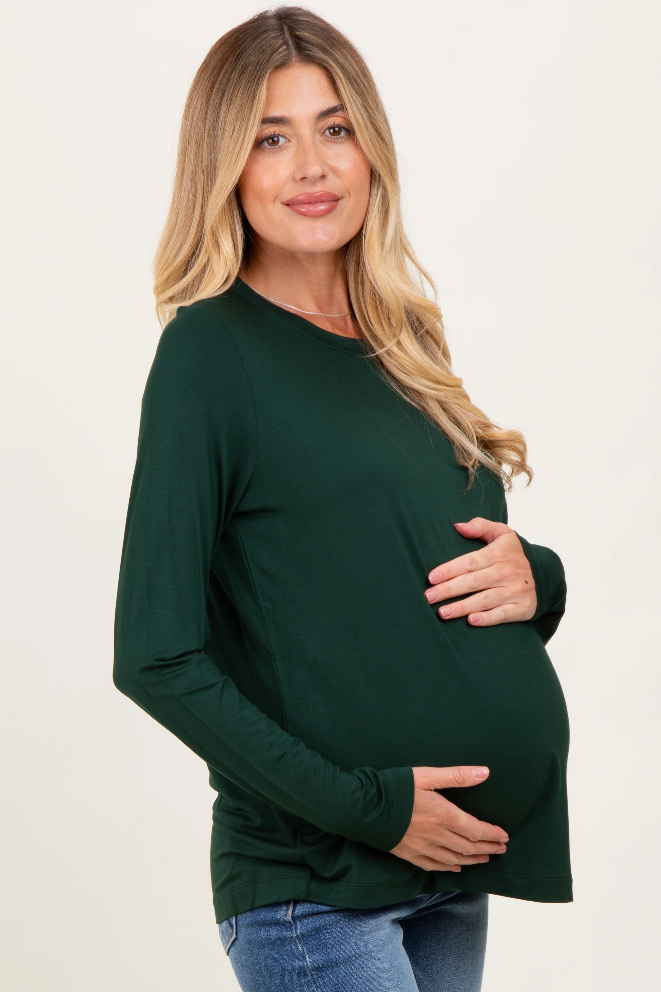 Forest Green Long Sleeve Maternity Top - Image 3