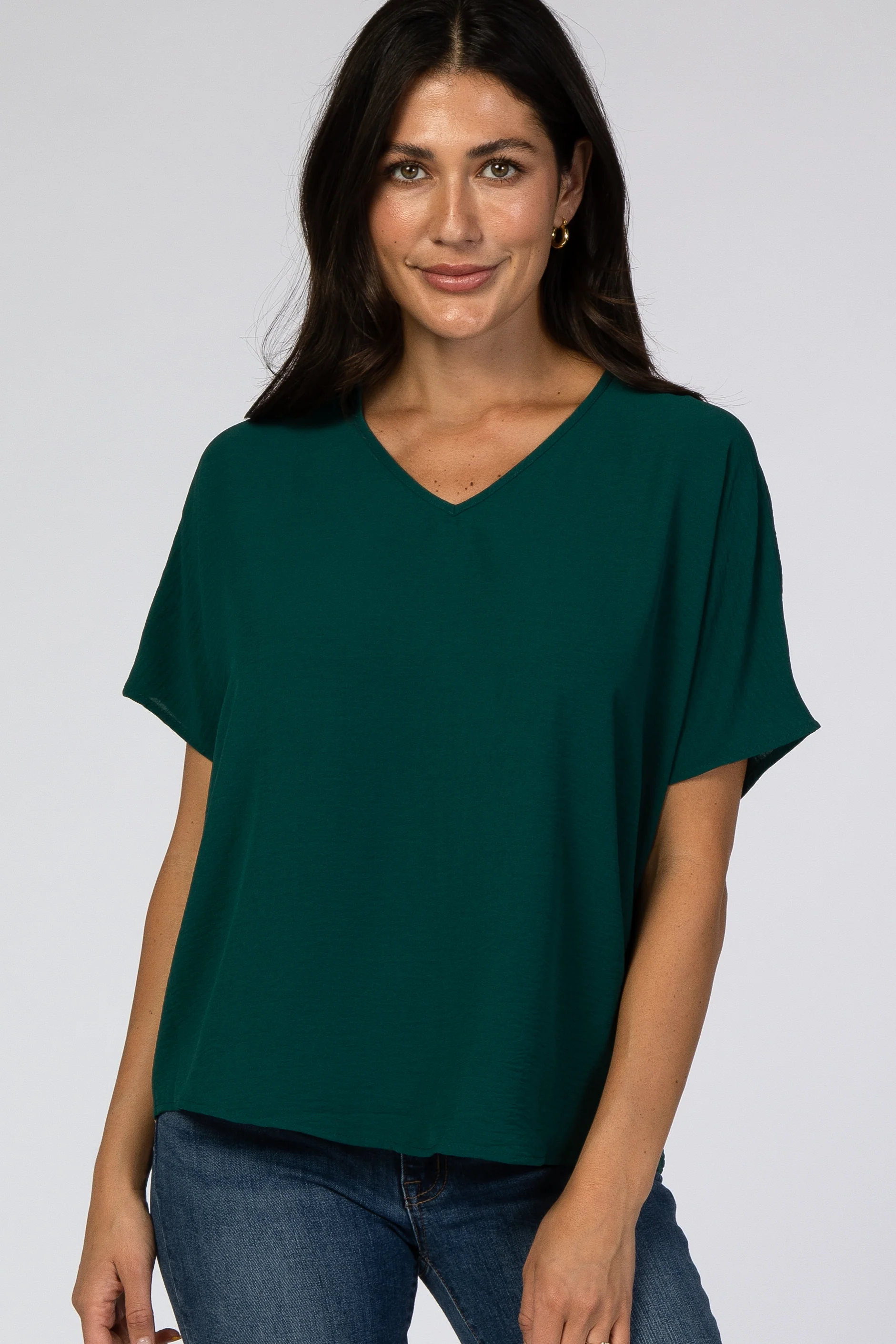 Forest Green Short Sleeve Maternity Blouse - Image 3