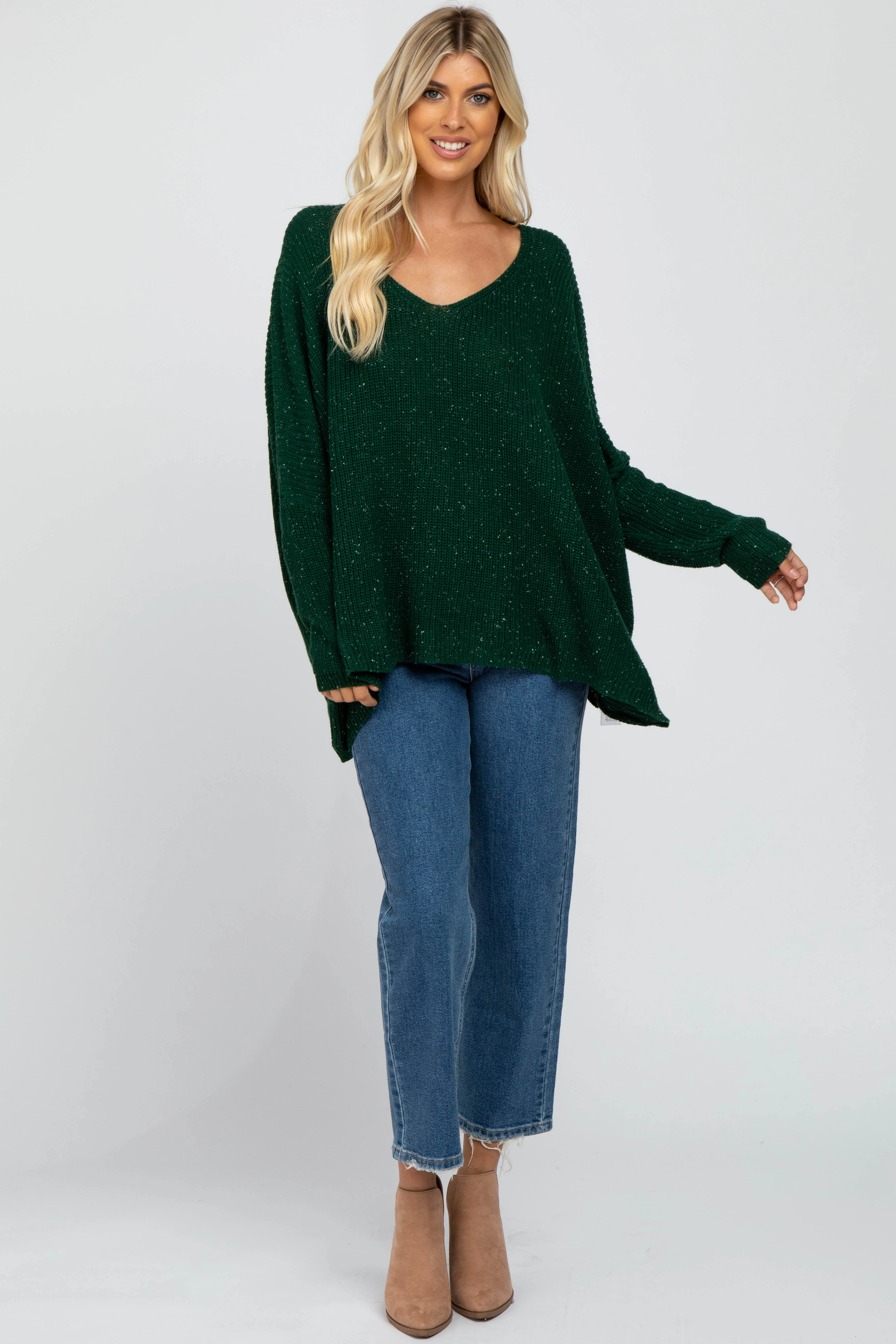 Forest Green Speckled Oversized Sweater - Image 4