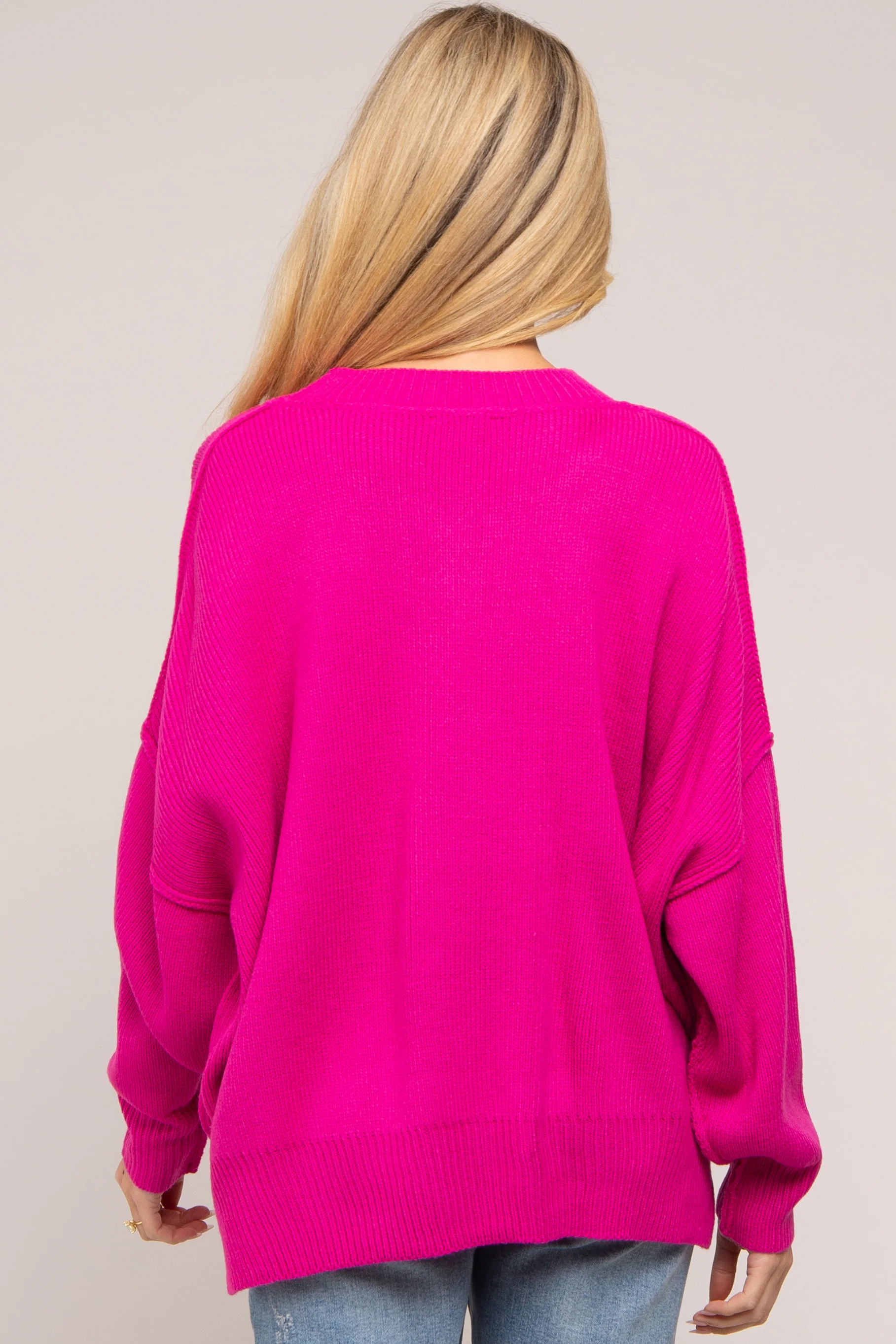 Fuchsia Maternity Long Sleeve Sweater - Image 3