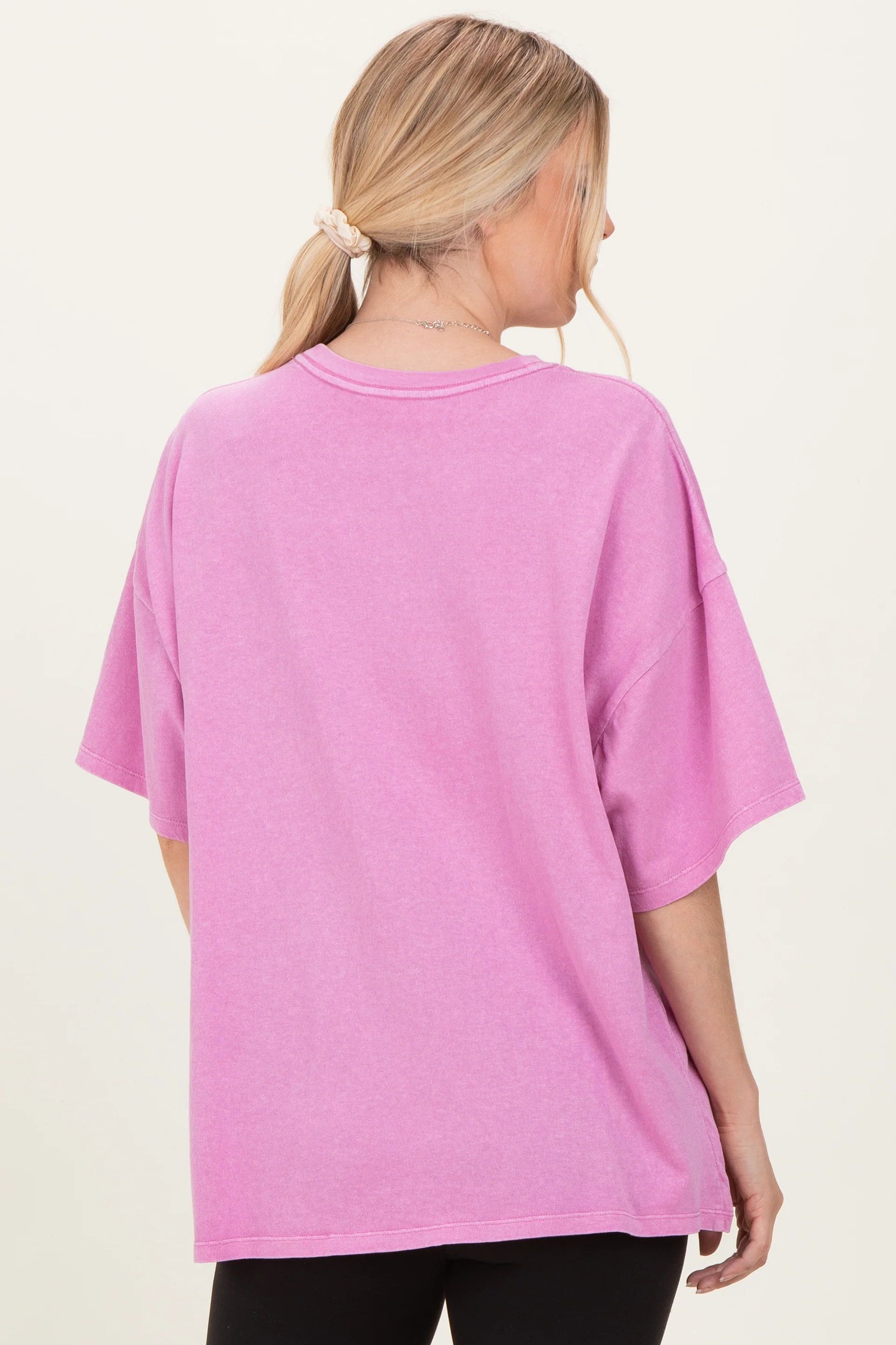 Fuchsia Oversized Mineral Wash T-Shirt - Image 3