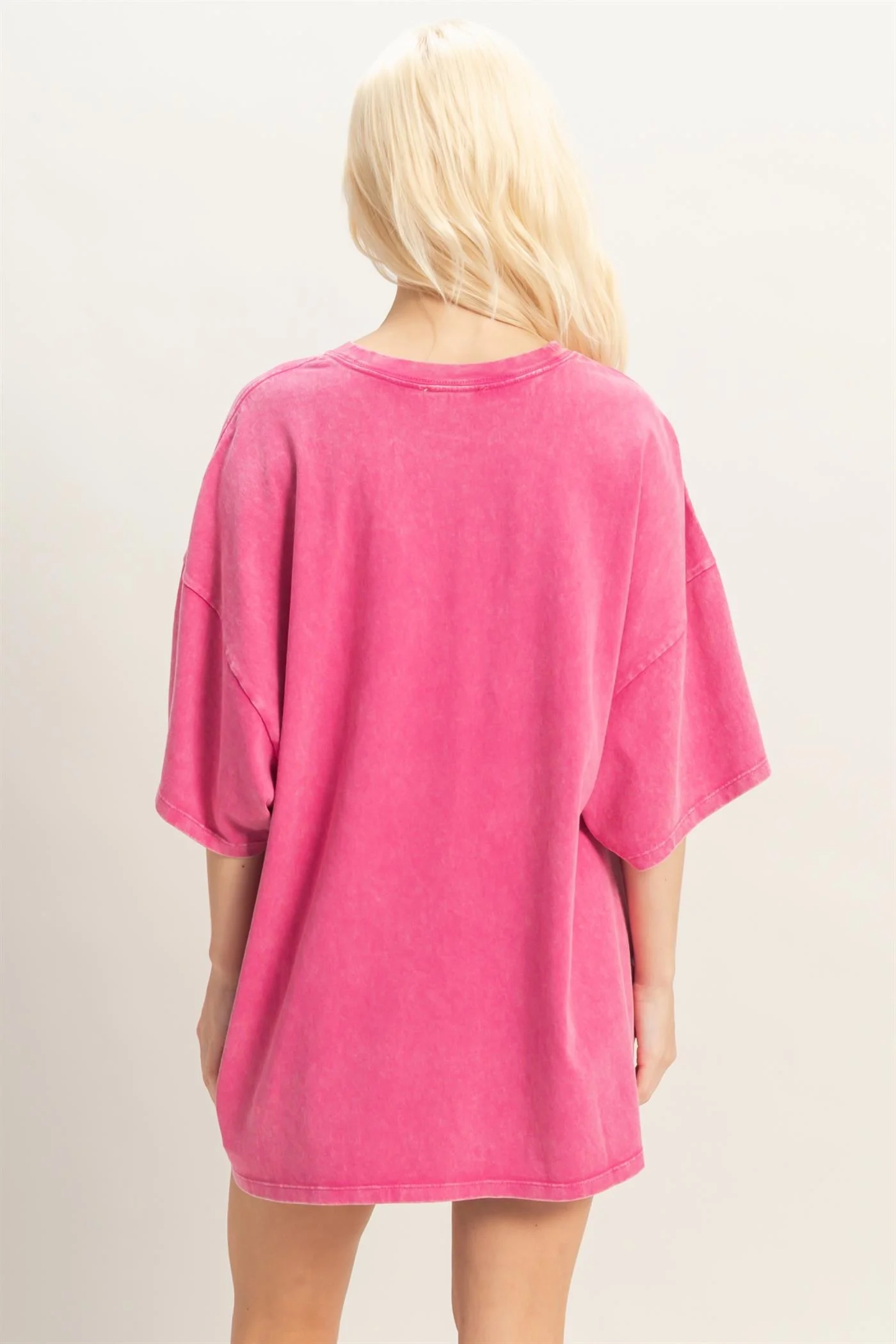 Fuchsia Oversized Mineral Wash T-Shirt - Image 6