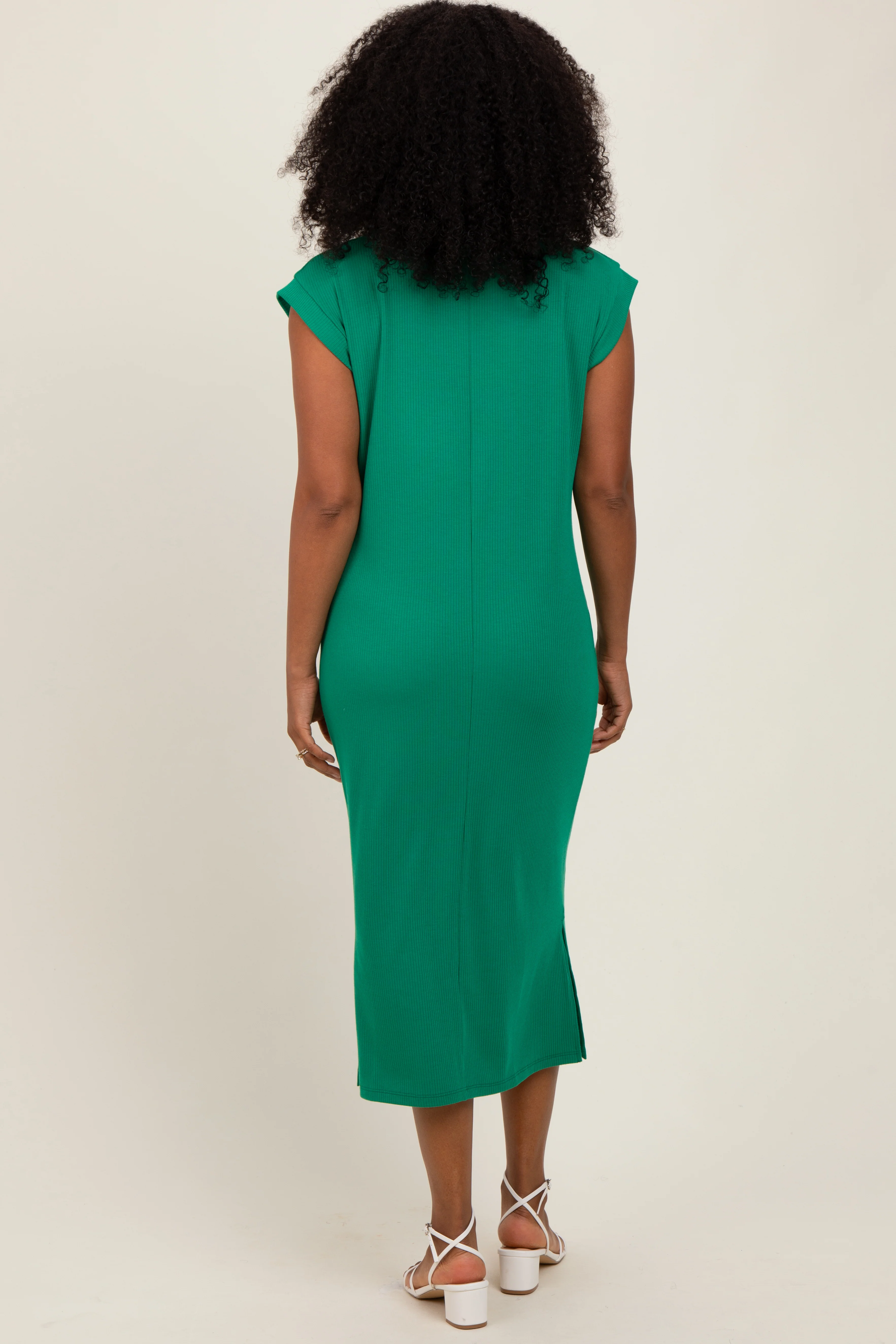 Green Basic Dolman Sleeve Midi Dress - Image 4